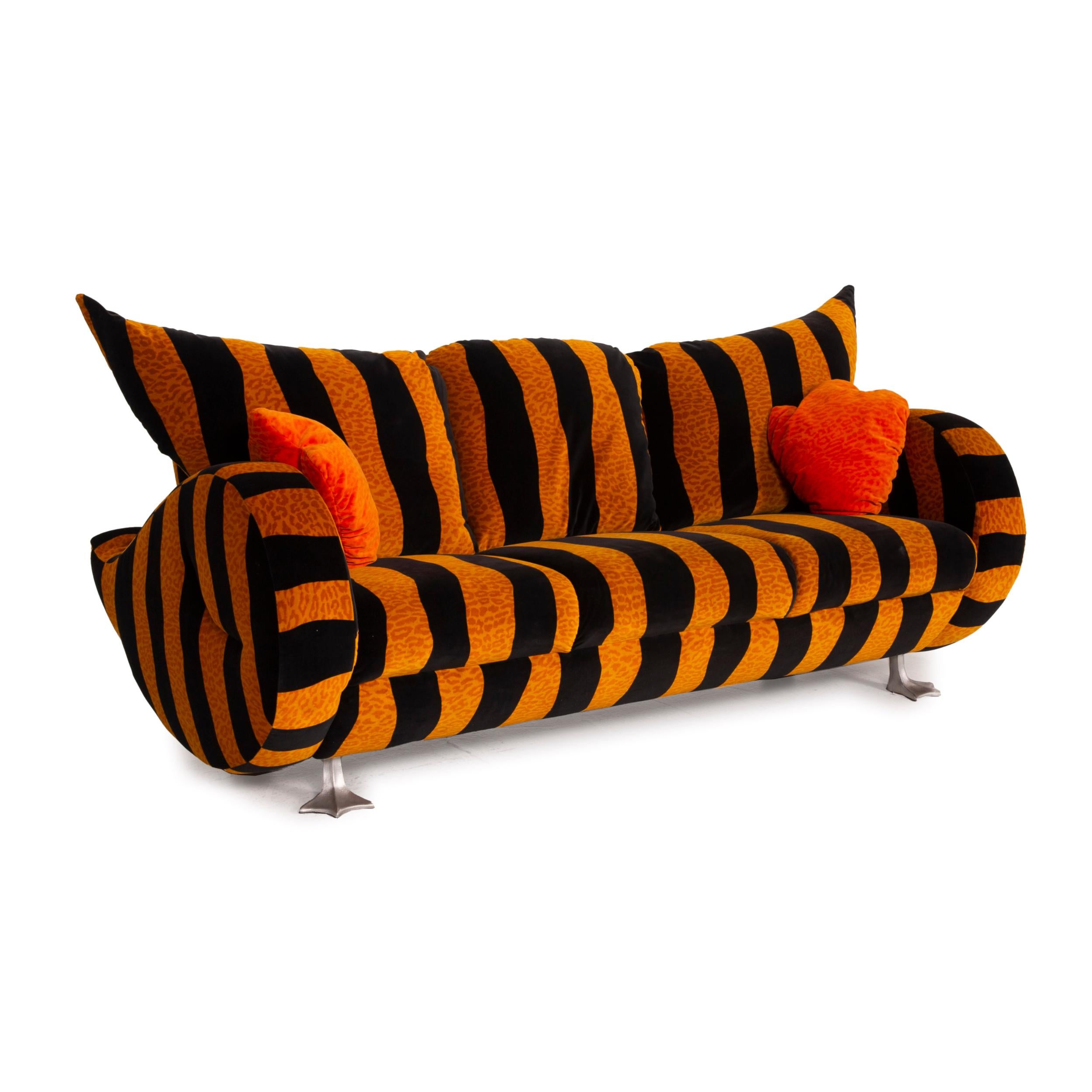 Bretz Prison Duck Fabric Sofa Set Yellow Three Seater Black Tiger Pattern 3