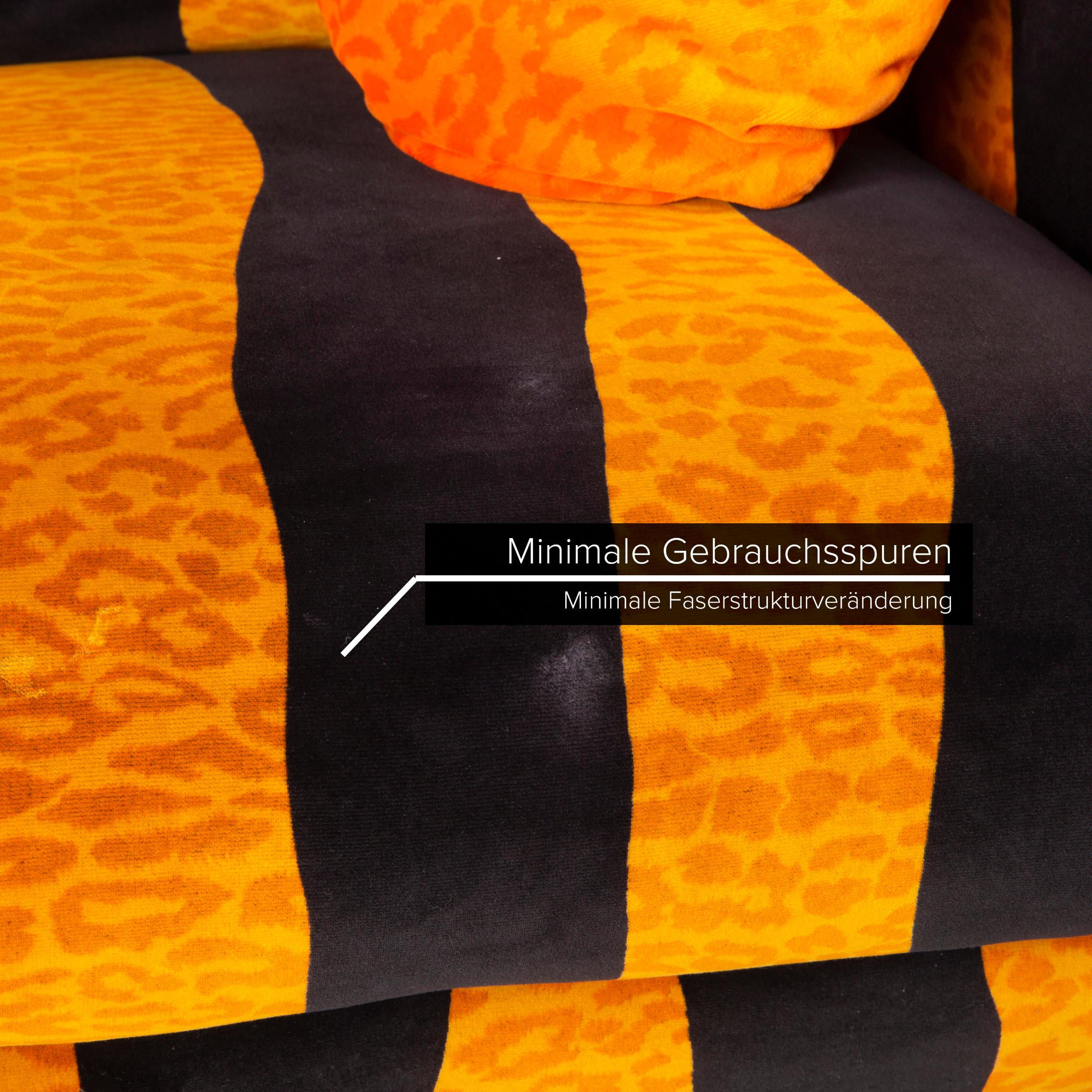 Modern Bretz Prison Duck Fabric Sofa Set Yellow Three Seater Black Tiger Pattern