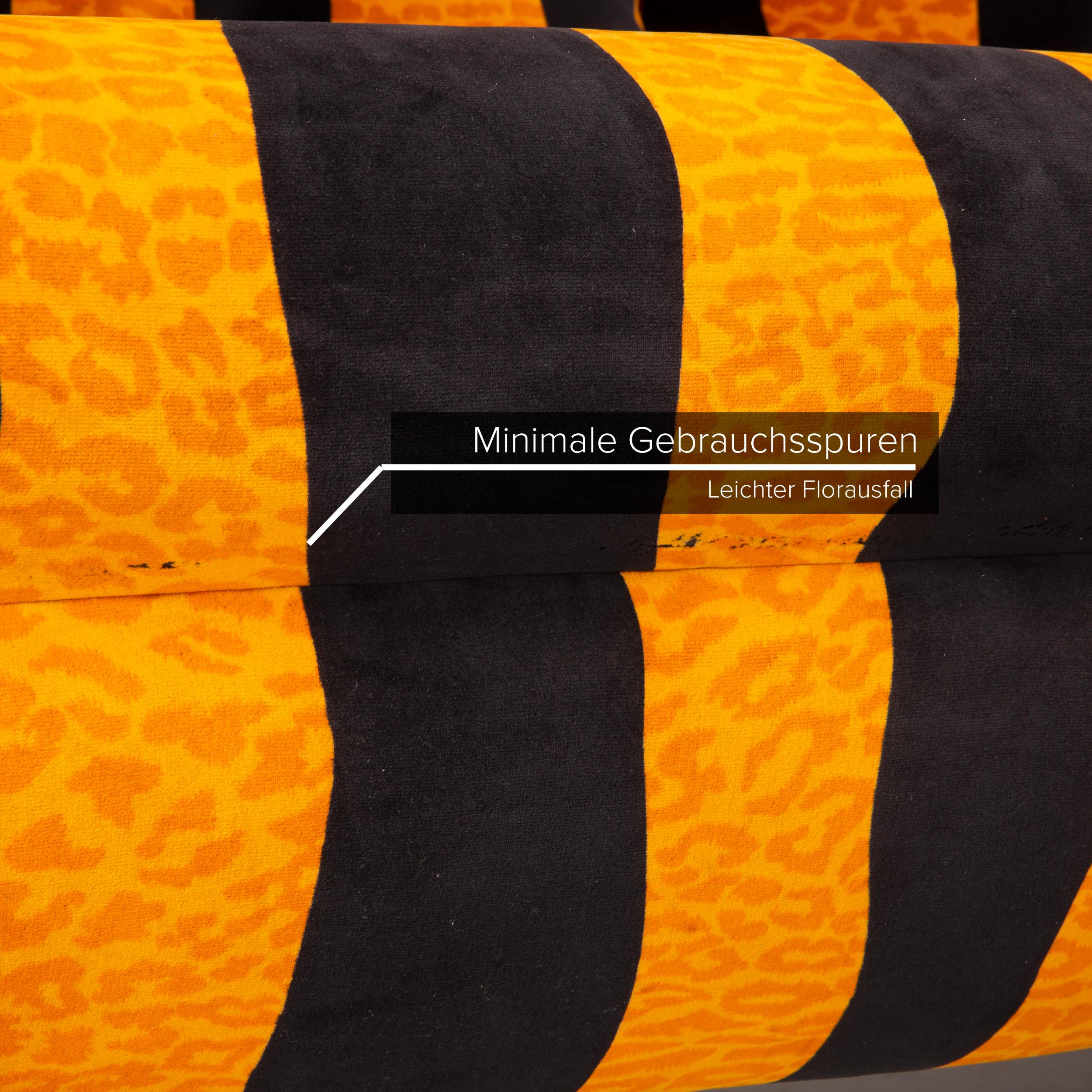 Bretz Prison Duck Fabric Sofa Set Yellow Three Seater Black Tiger Pattern In Fair Condition In Cologne, DE