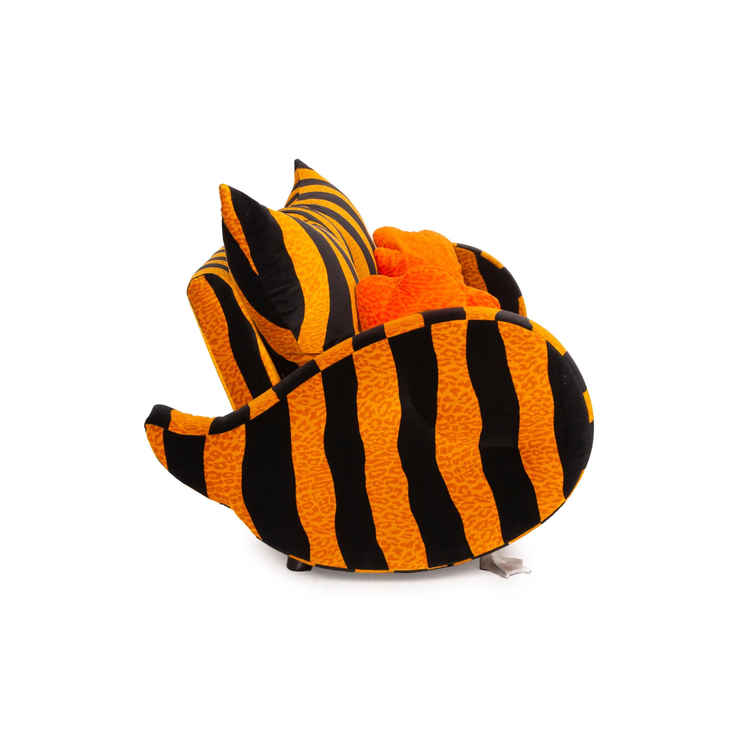 Bretz Prison Duck Fabric Sofa Gelb Dreisitzer Schwarzes Tiger-Muster 4