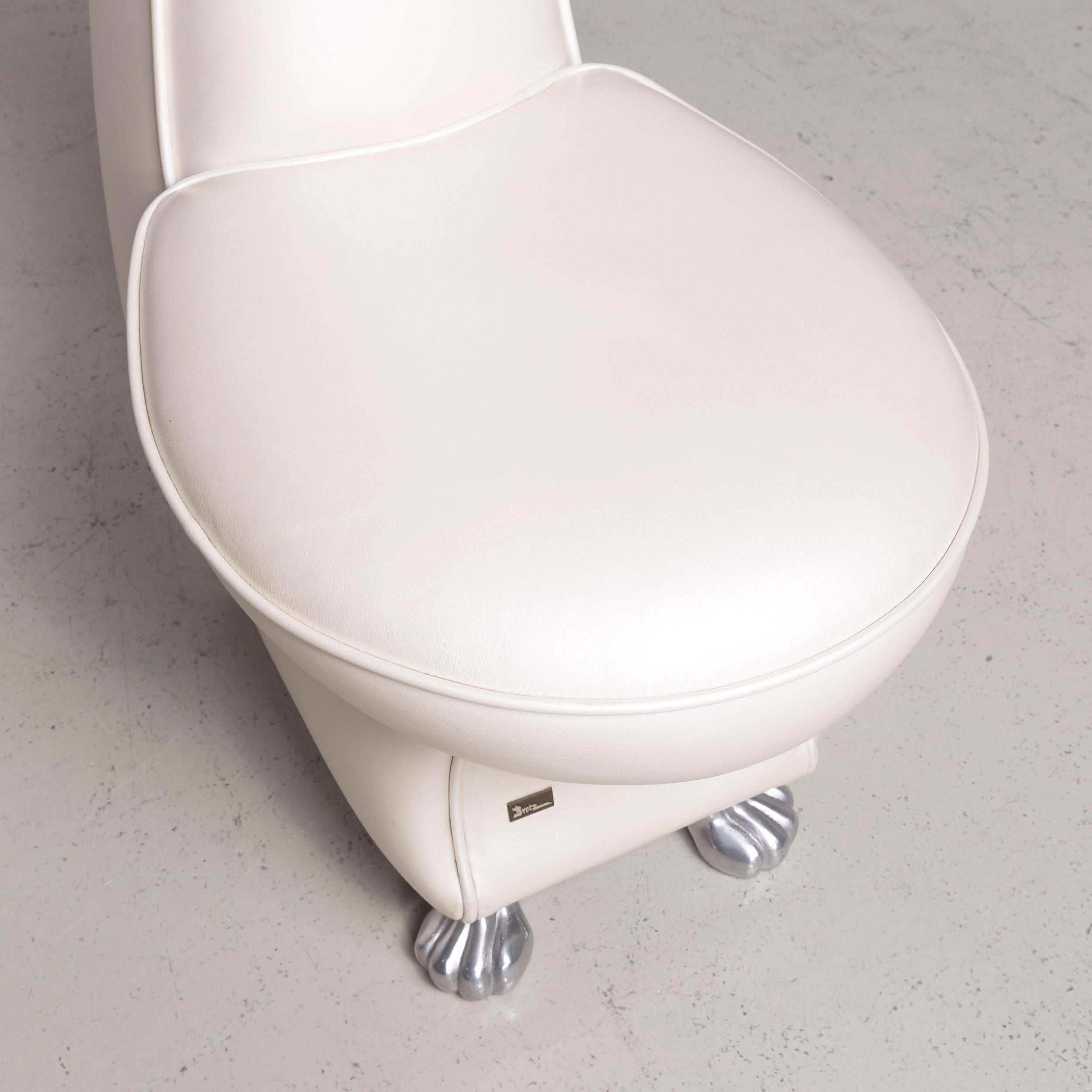 Modern Bretz Rocky Designer Leather Armchair Set White Mother of Pearl Chair