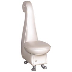 Bretz Rocky Designer Leather Armchair Set White Mother of Pearl Chair