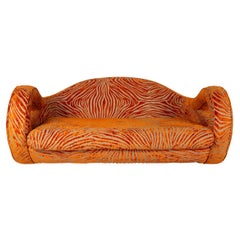 Bretz Slow Rider Fabric Sofa Orange Four Seater Couch Pattern