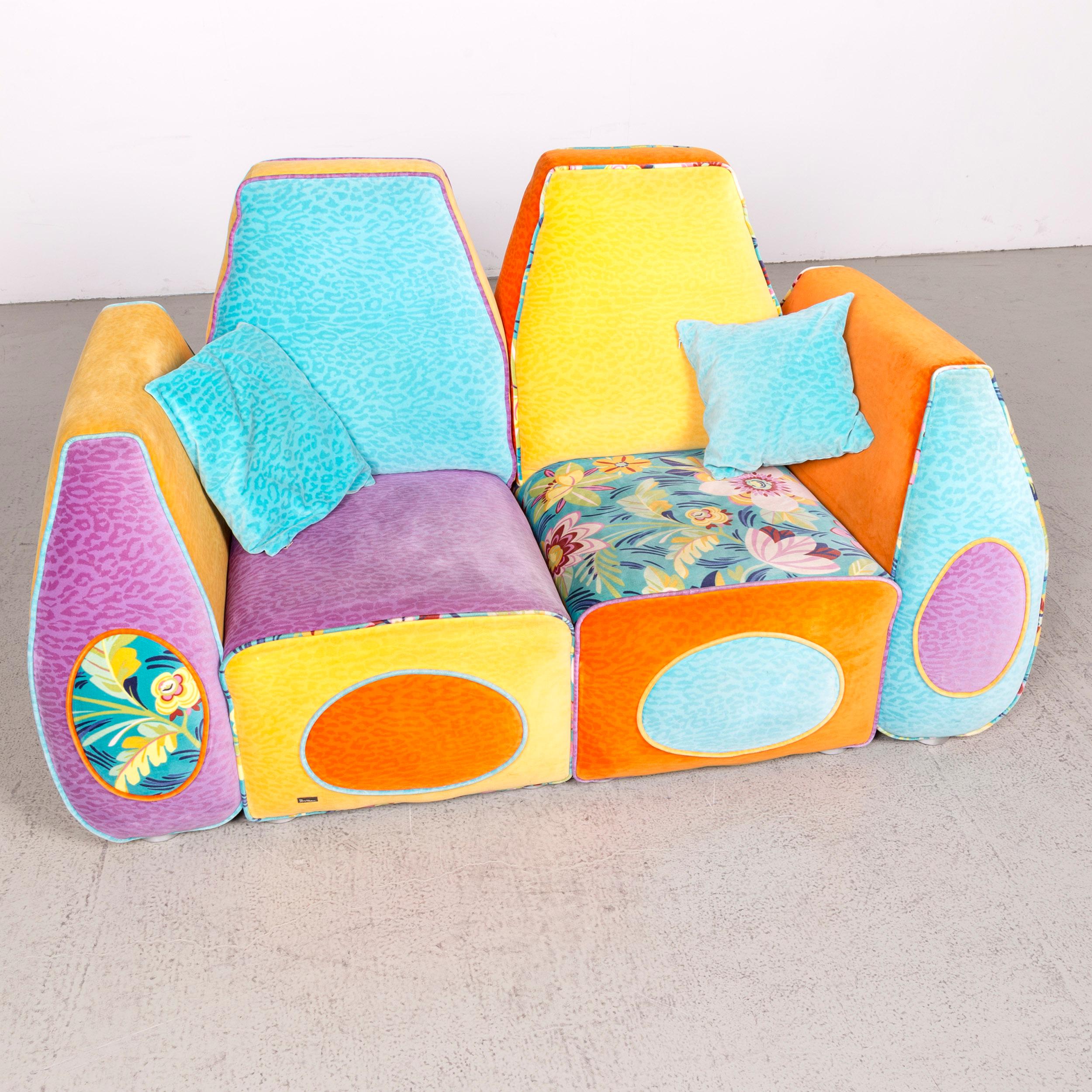 Contemporary Bretz Stone Designer Velvet Sofa Purple Two-Seat For Sale