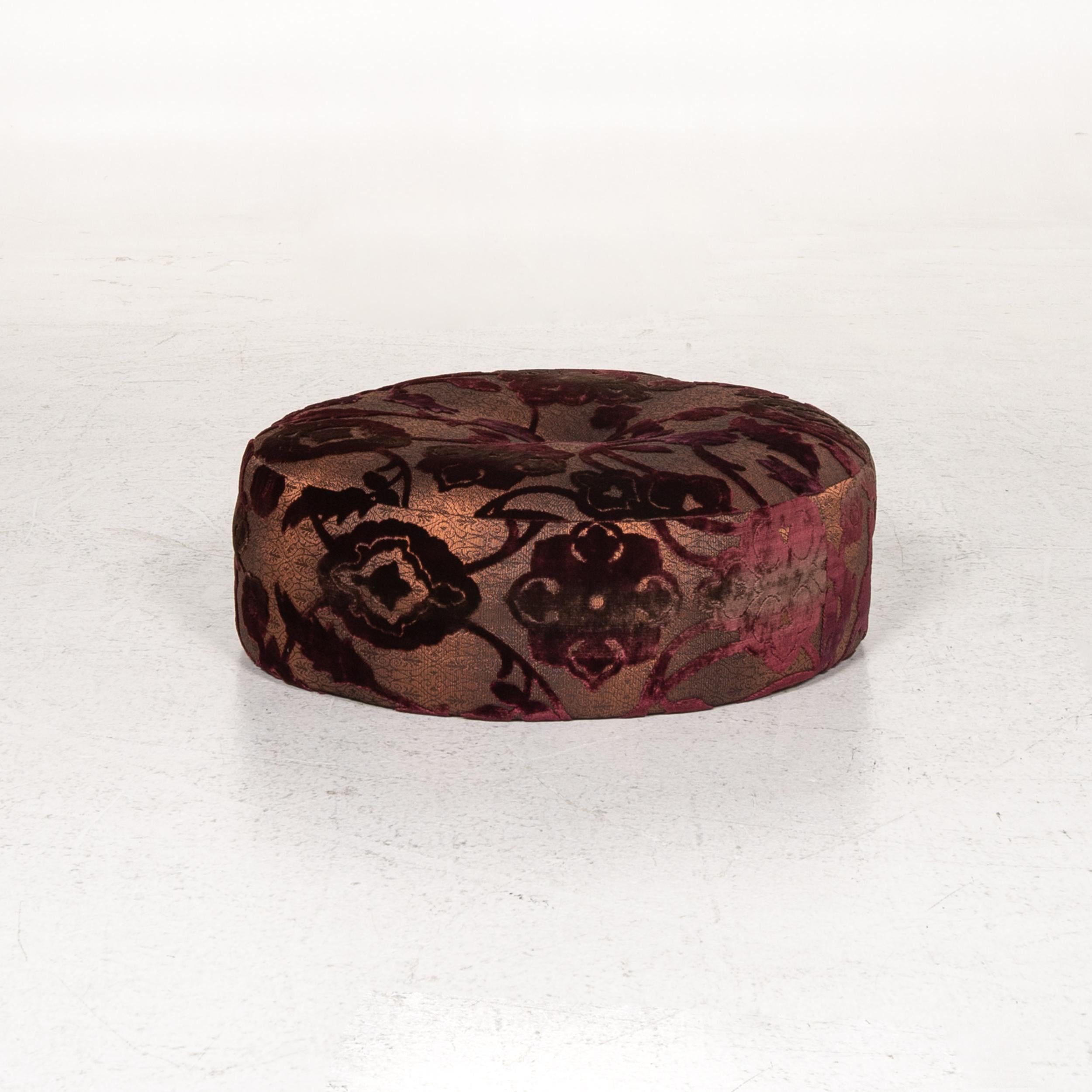 Bretz Stool Velvet Fabric Purple Patterned Pouf In Excellent Condition For Sale In Cologne, DE