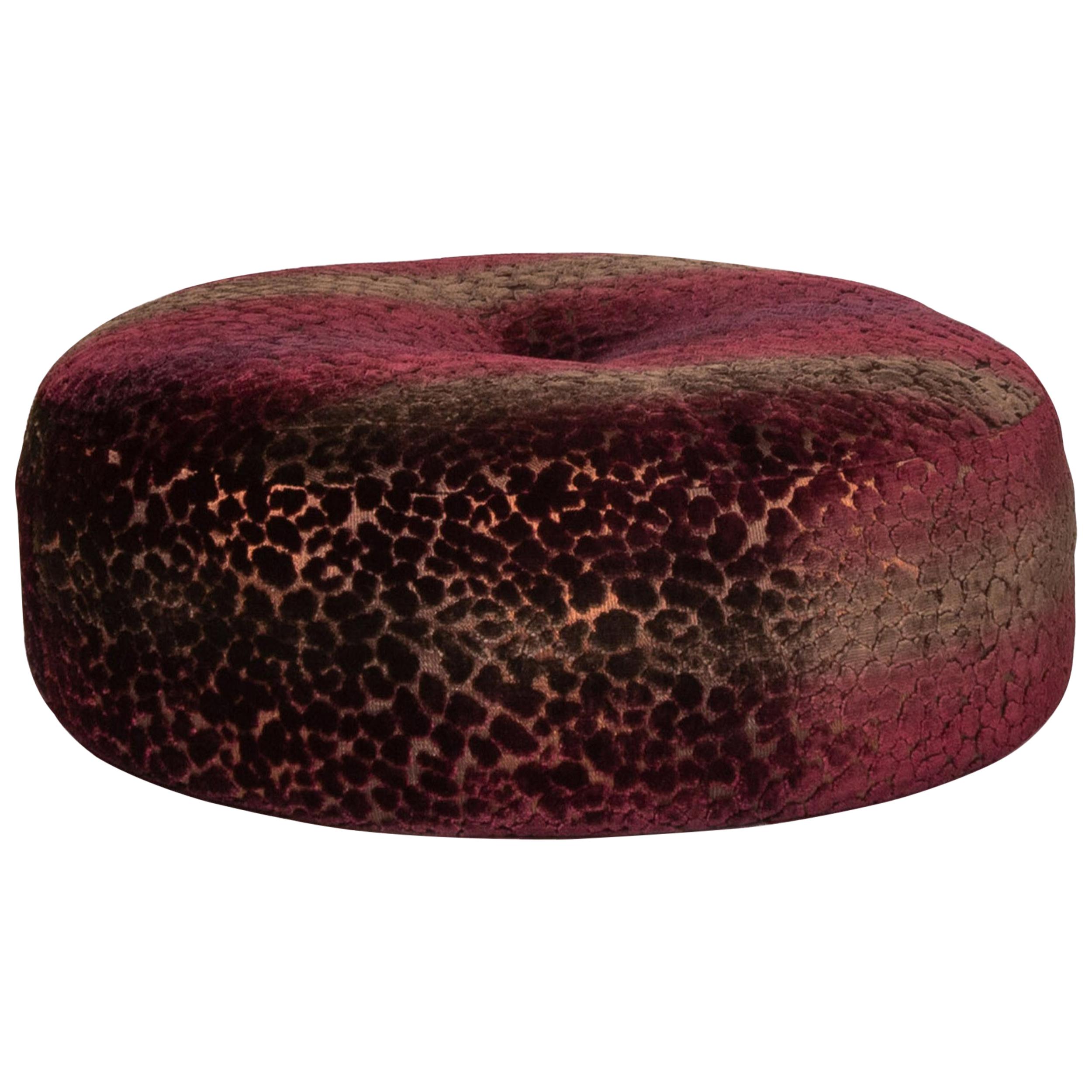 Bretz Stool Velvet Fabric Purple Patterned Pouf For Sale