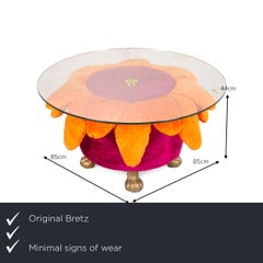 Bretz Sunny Coffee Table Glass Fabric Pink Orange Side Table
