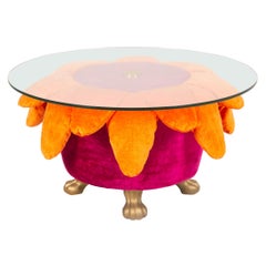 Bretz Sunny Coffee Table Glass Fabric Pink Orange Side Table