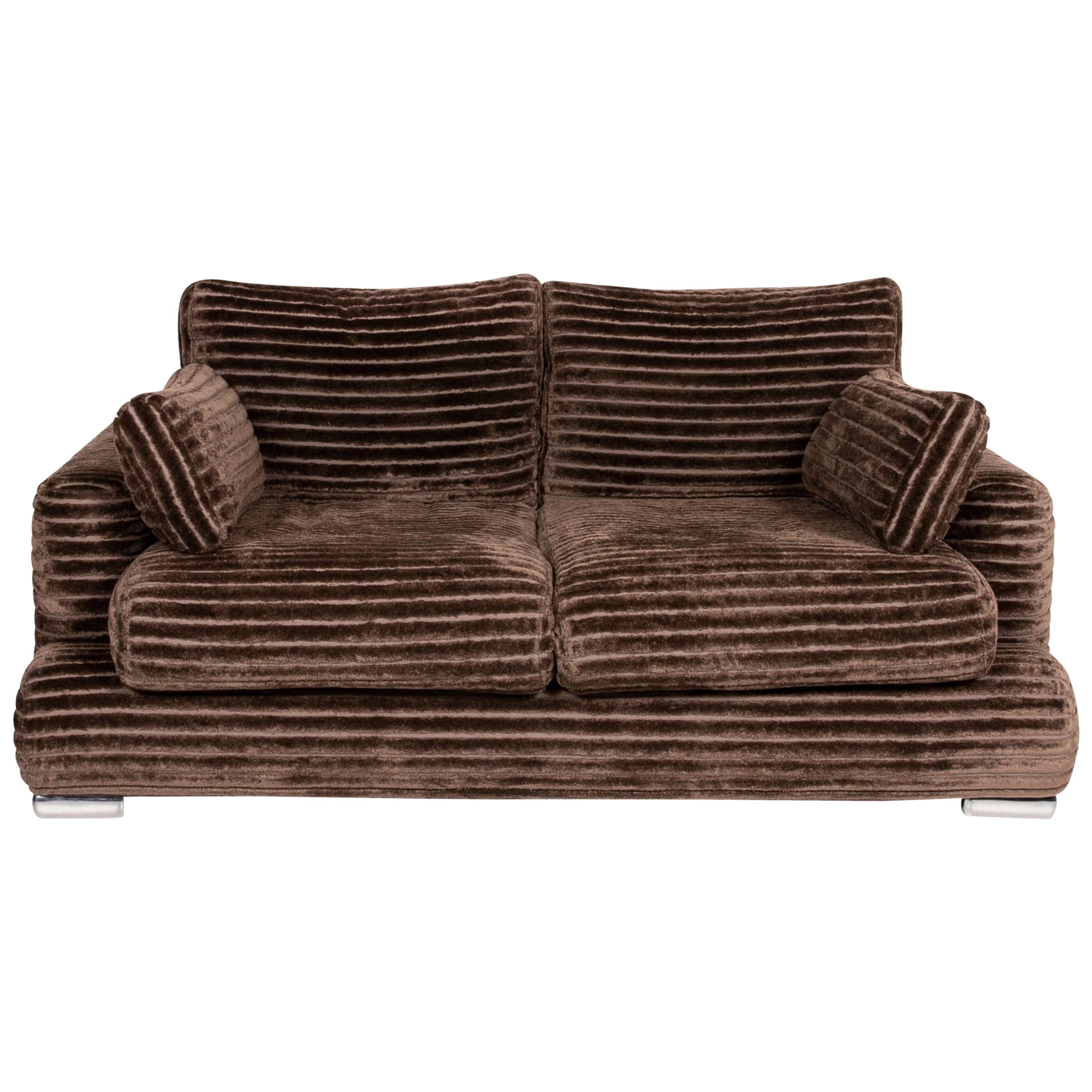 Bretz Velvet Fabric Sofa Brown Two-Seat Couch