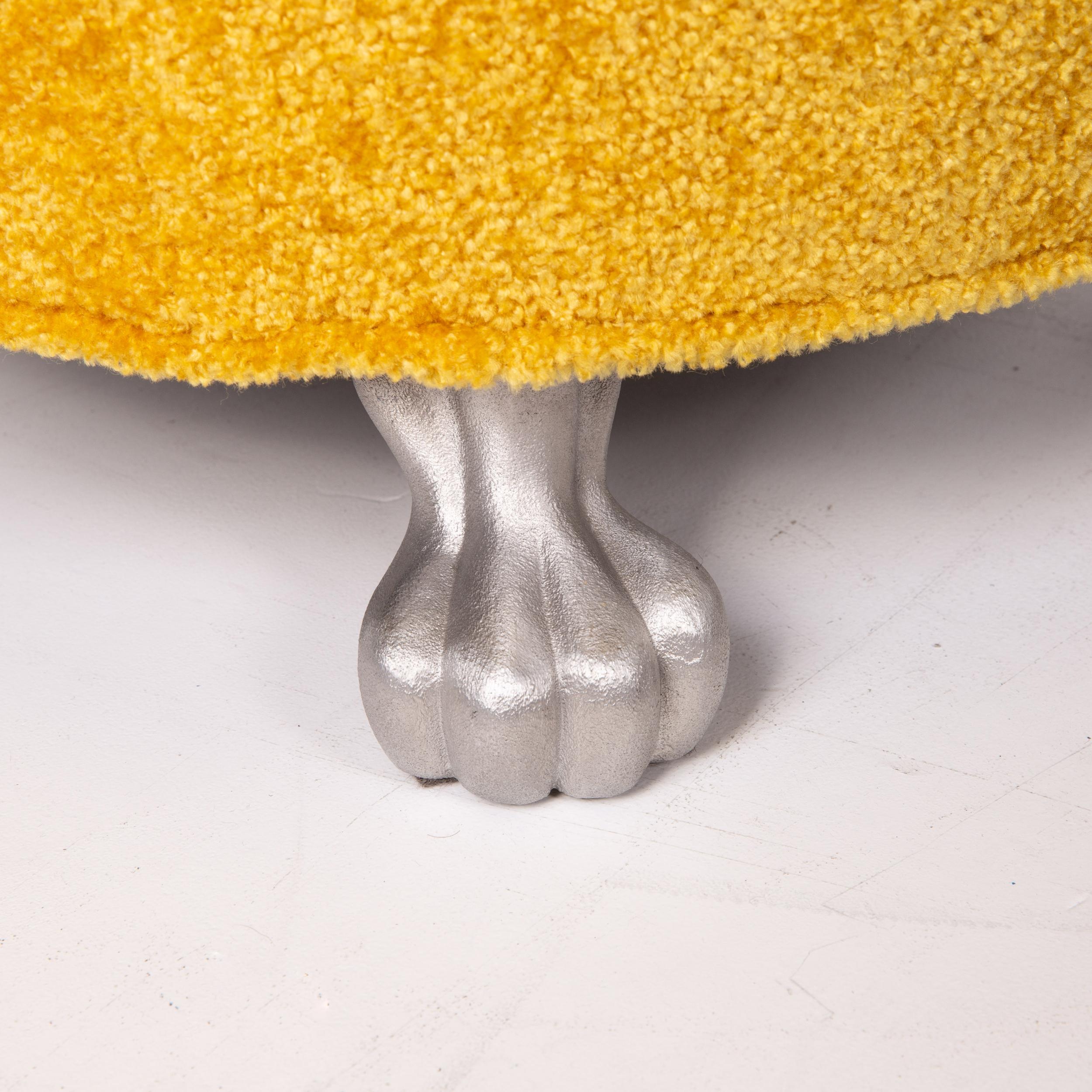 Modern Bretz Velvet Fabric Stool Yellow For Sale