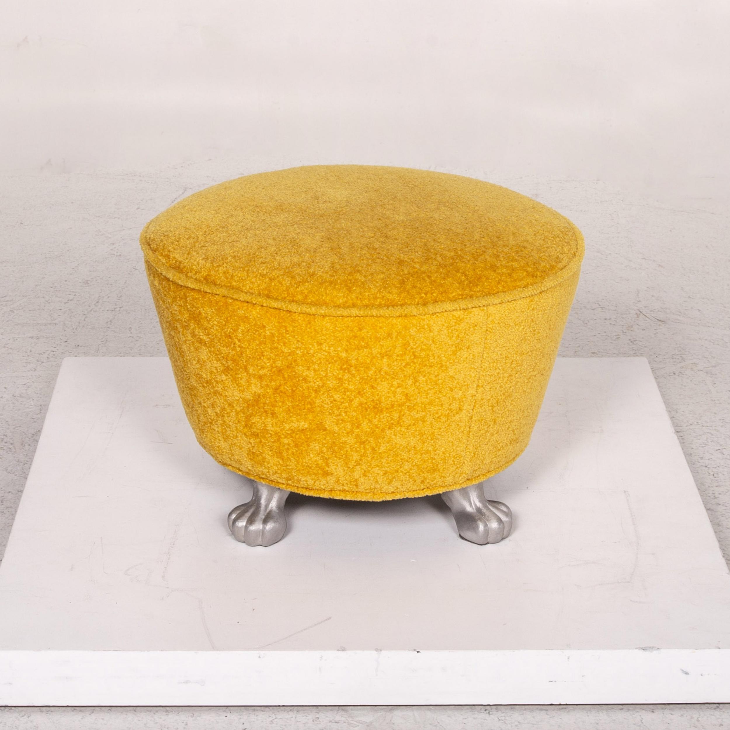Bretz Velvet Fabric Stool Yellow In Excellent Condition For Sale In Cologne, DE