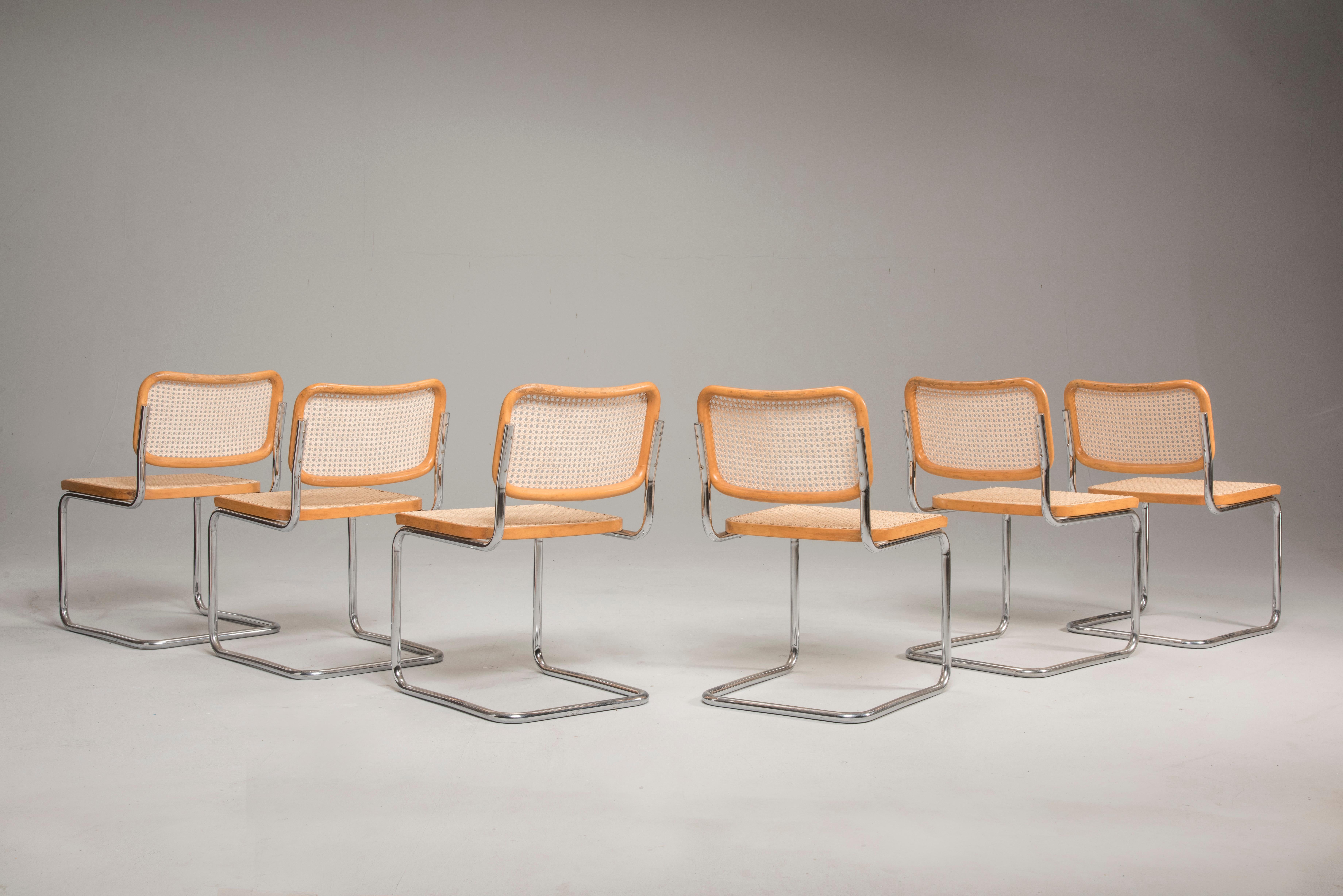 Designed in 1928, Marcel Breuer’s Cesca chair is a symbol of traditional craftsmanship mixed with Industrial methods and materials to help spreading tubular steel furniture. These chairs have handwoven cane inserts on the seats and on the backrest