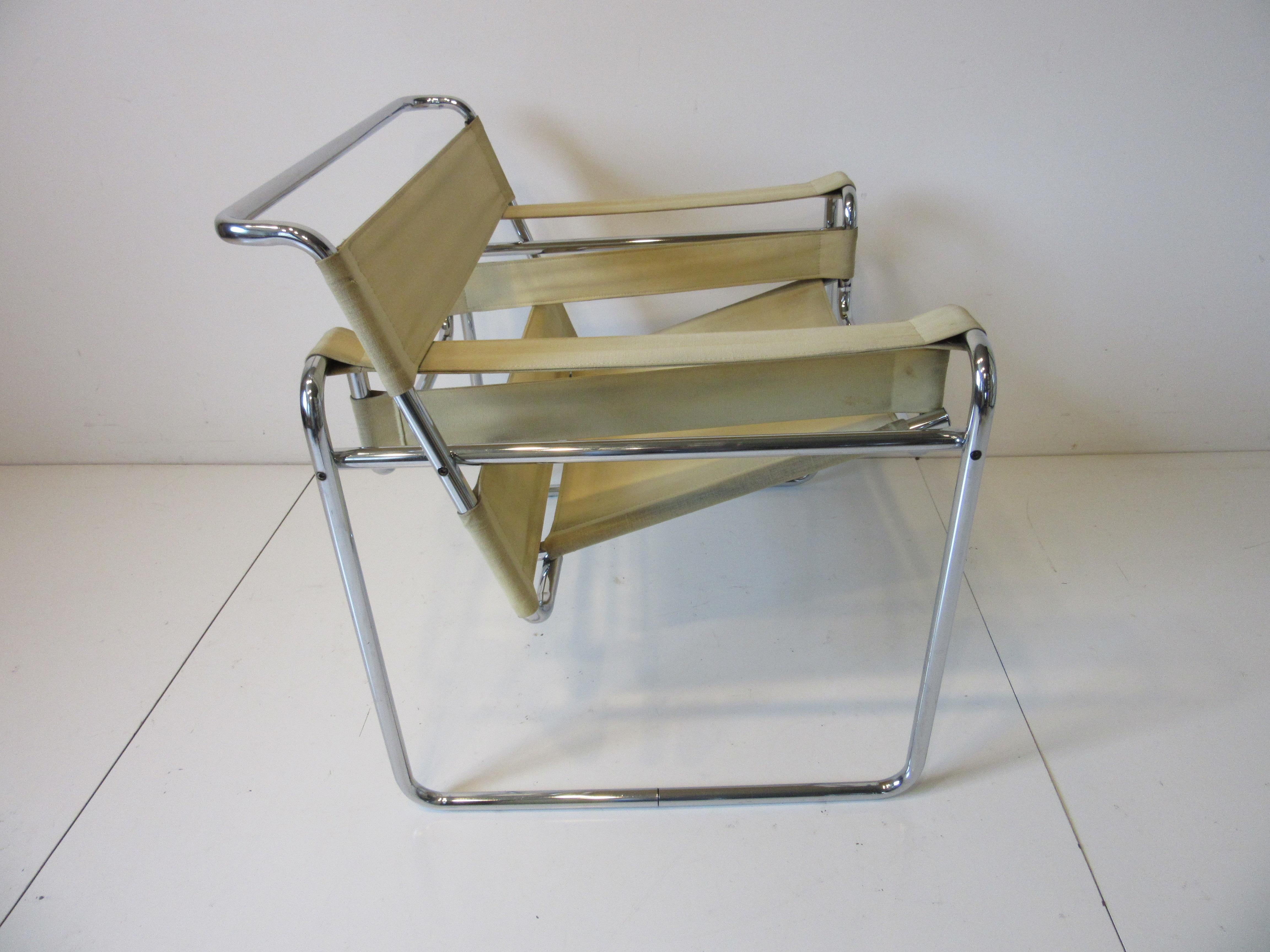 Unknown Breuer Wassily Canvas and Chromed Lounge Chair
