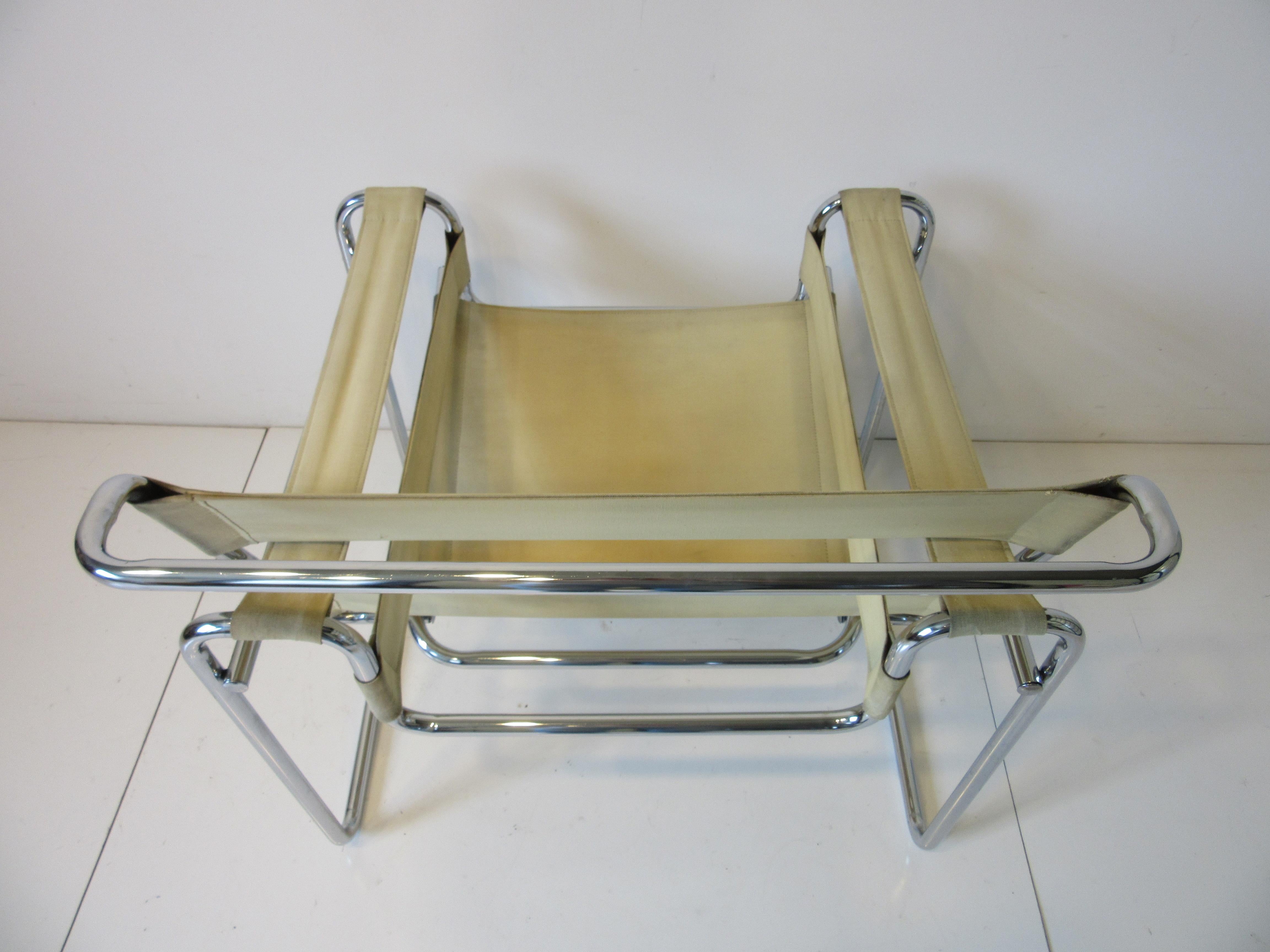 Breuer Wassily Canvas and Chromed Lounge Chair In Good Condition In Cincinnati, OH