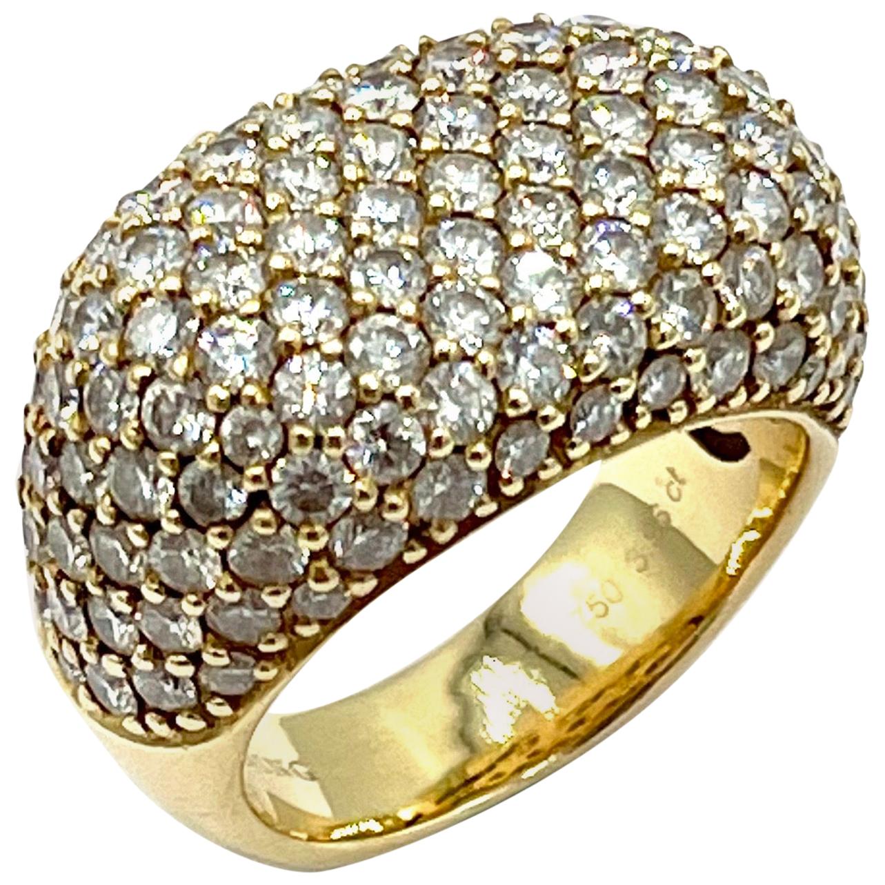 Breuning 3.96 Carat Pave Round Brilliant Diamond 18 Karat Gold Fashion Ring