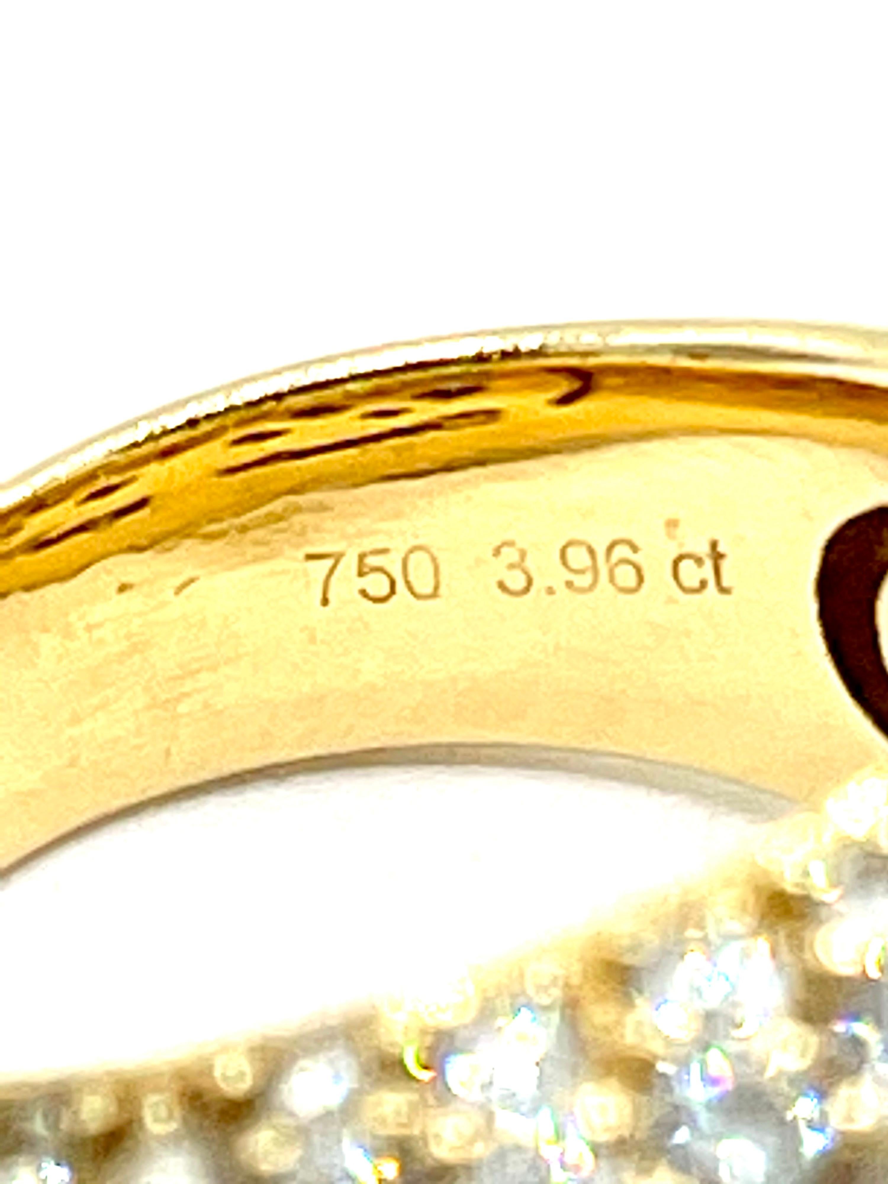 Round Cut Breuning 3.96 Carat Pave Round Brilliant Diamond 18 Karat Gold Fashion Ring