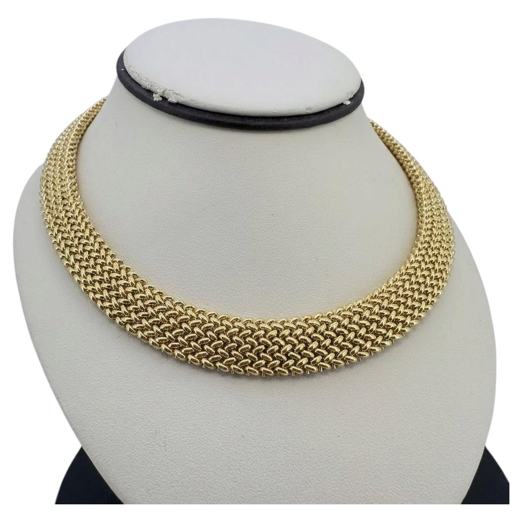 18k Yellow Gold Mesh Chain Necklace For Sale