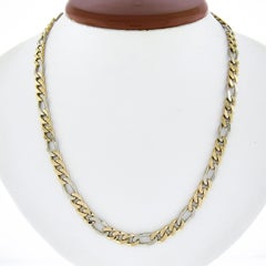 Brev Italian 14K TT Gold 18" Long 6.6mm Polished Figaro Link Chain Necklace
