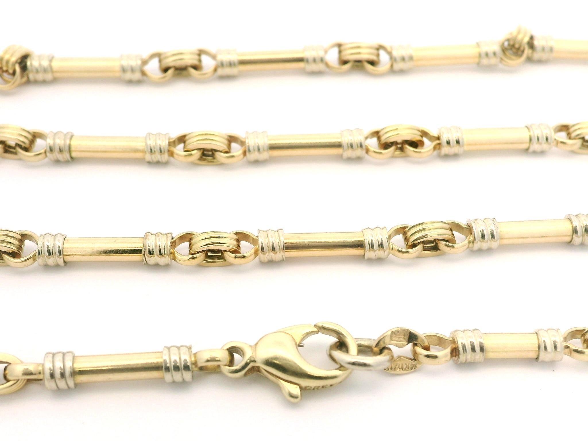 Women's or Men's Brev Italian Solid 14k Yellow & White Gold 30