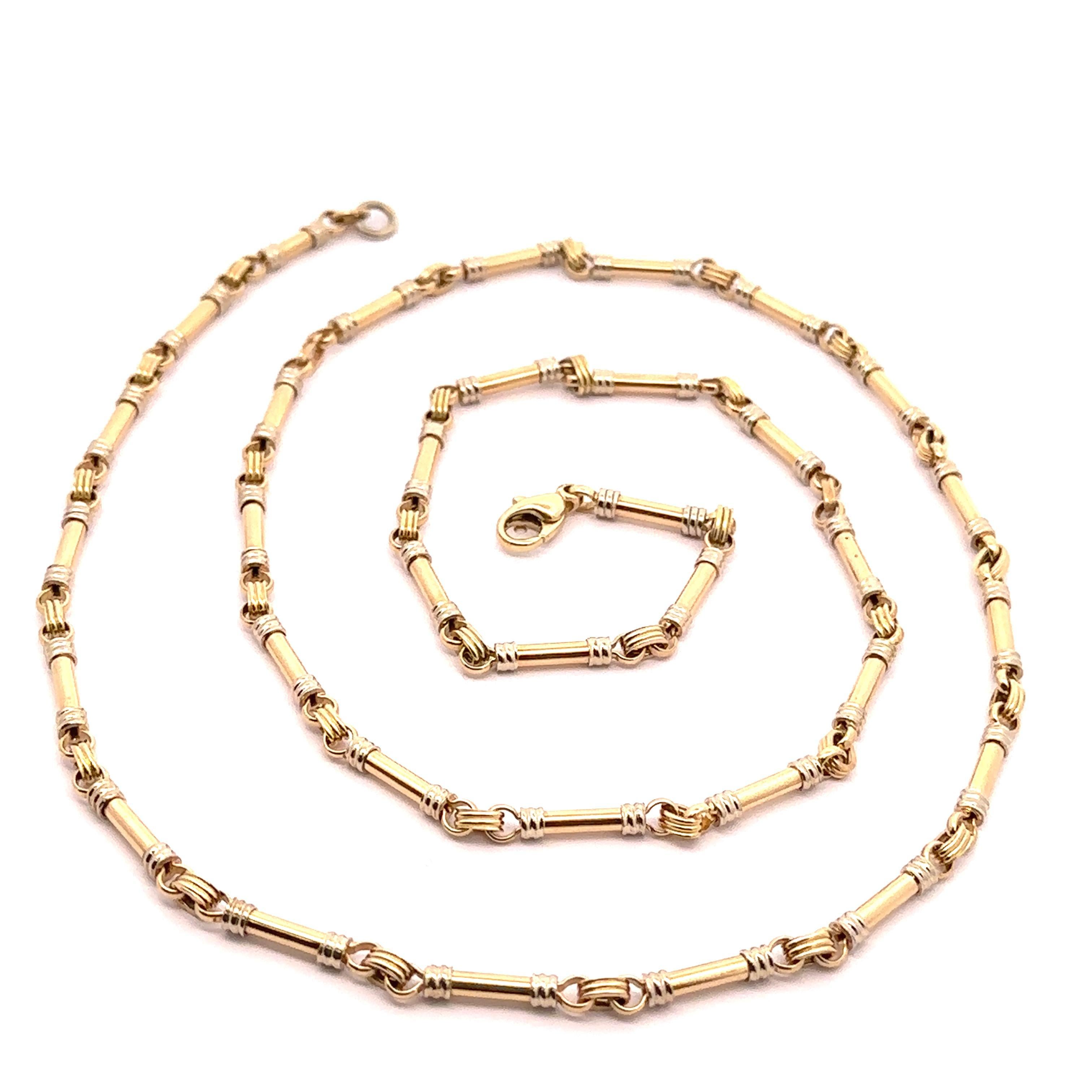 Brev Italian Solid 14k Yellow & White Gold 30
