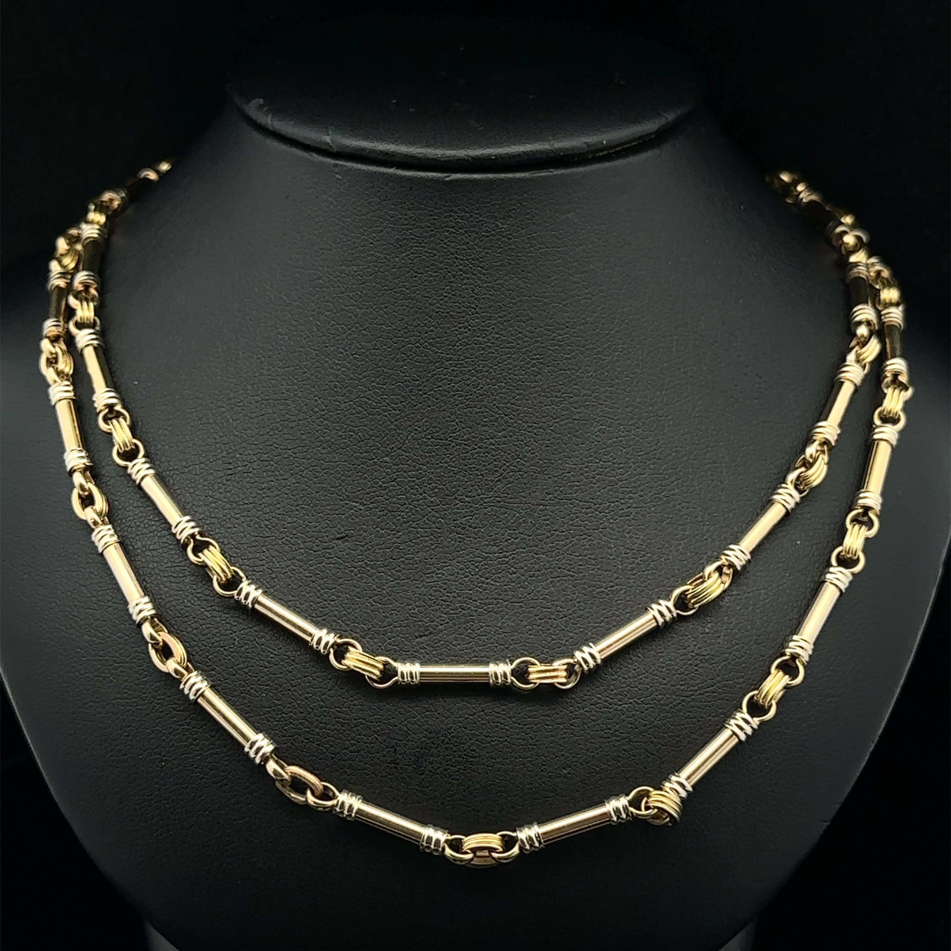 Brev Italian Solid 14k Yellow & White Gold 30
