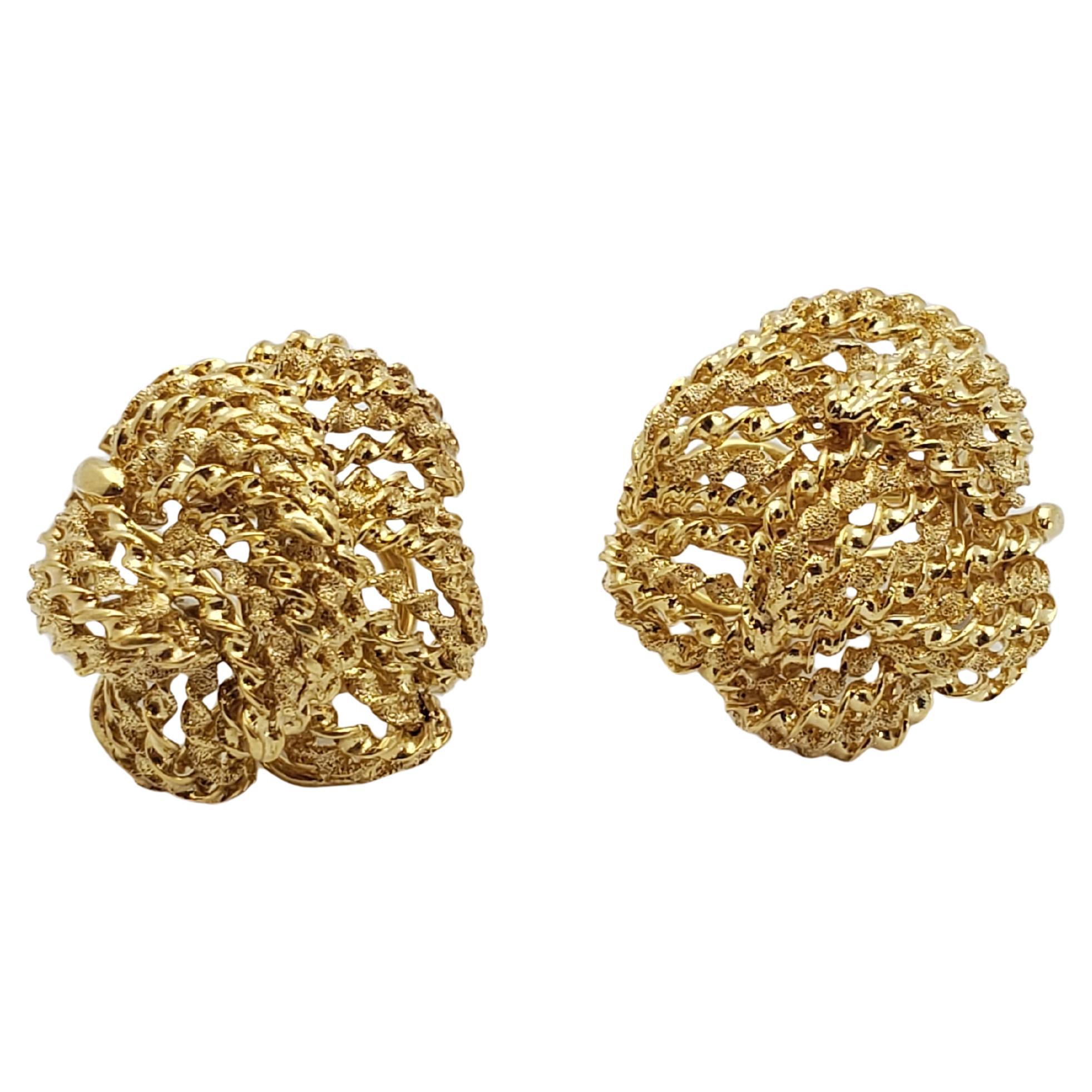 BREV Italy 18K Yellow Gold Woven Earrings