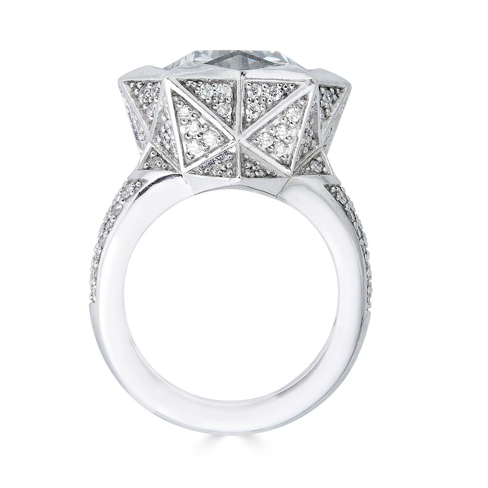 Hexagon Cut Brevard Customizable Star Engagement Ring For Sale
