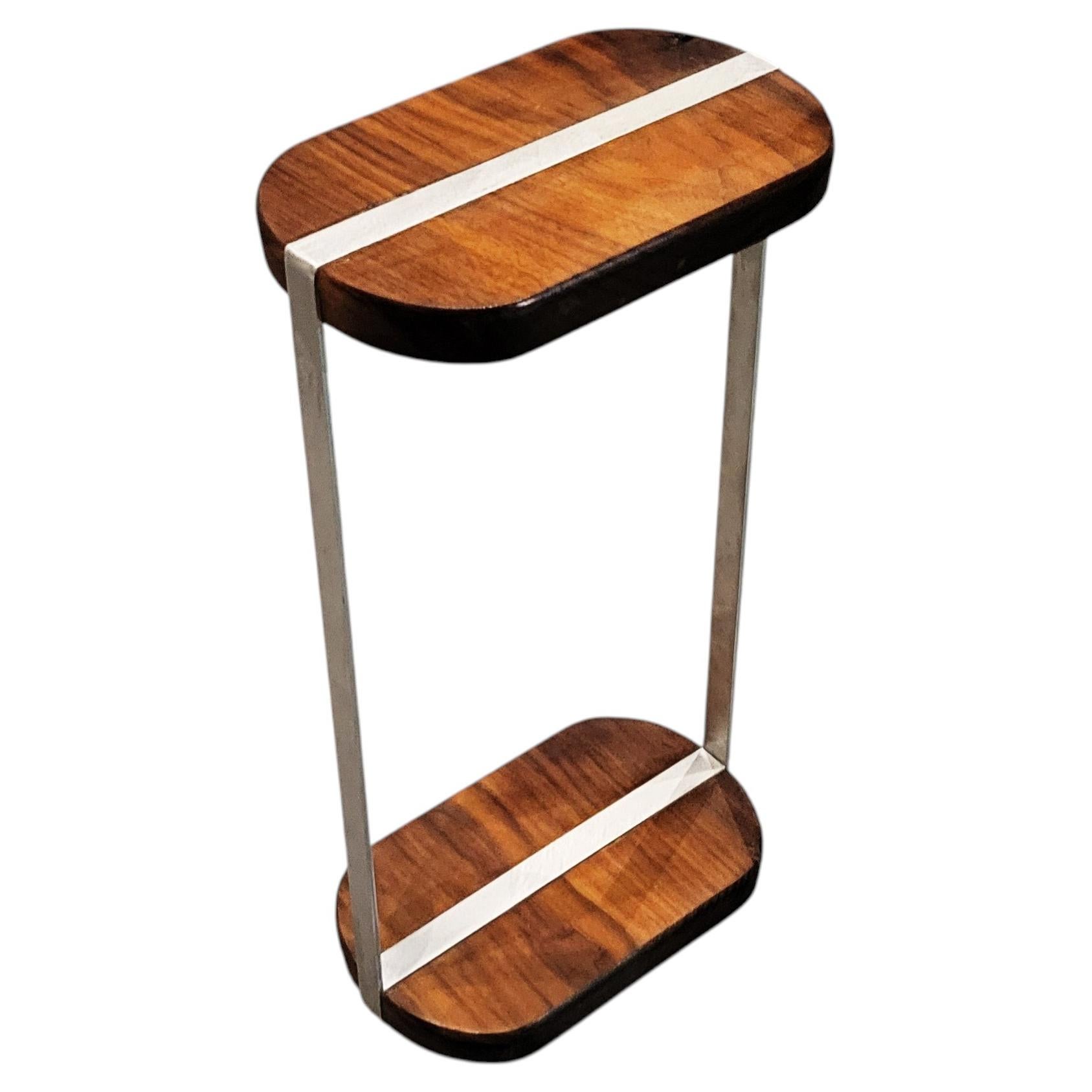 Breve Table - Handcrafted Drinks Table by Jason Robinson, Walnut, Aluminum For Sale