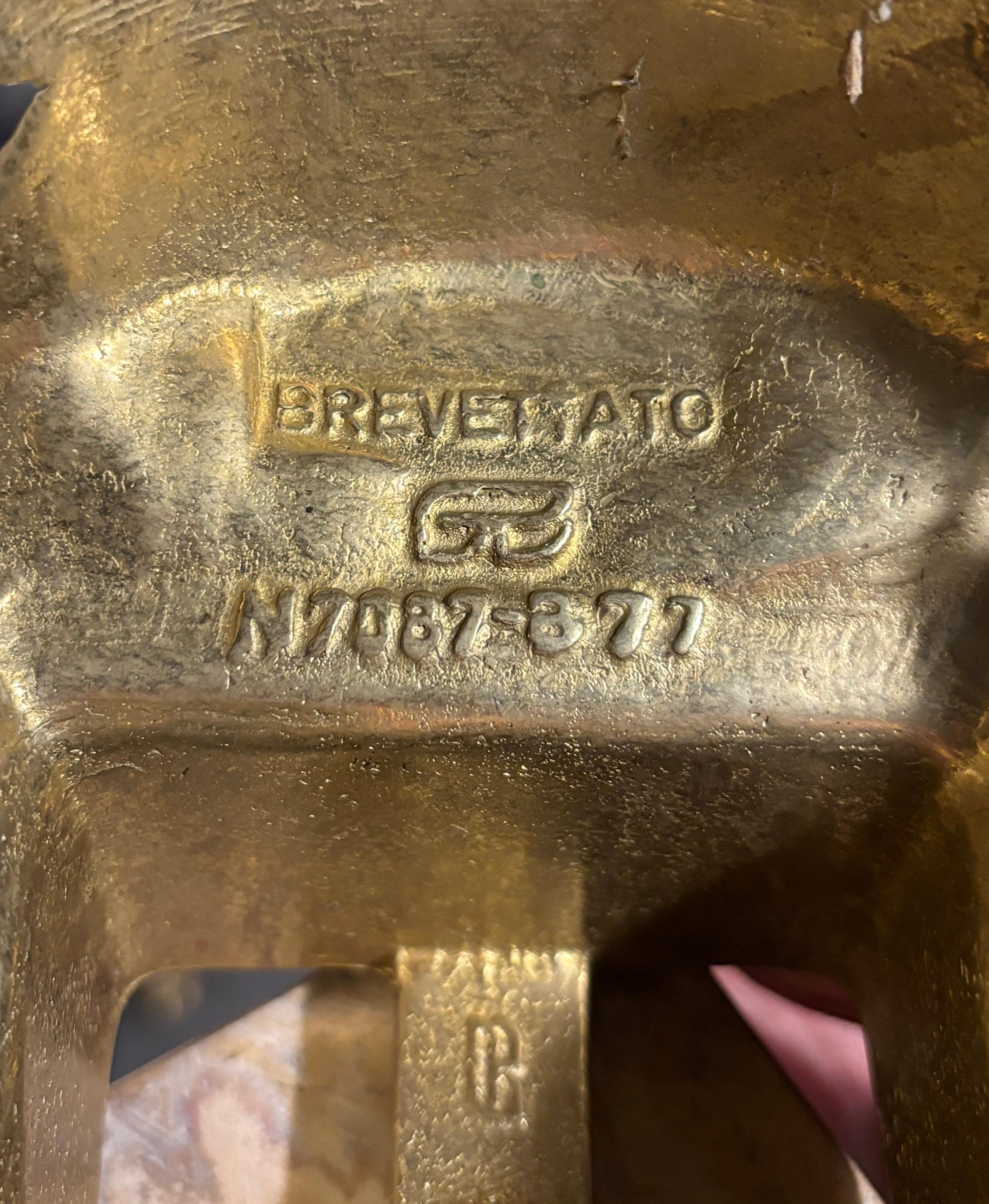 Italienische Uhr und Kandelaber aus Brevettato-Messing und Marmor im Angebot 15