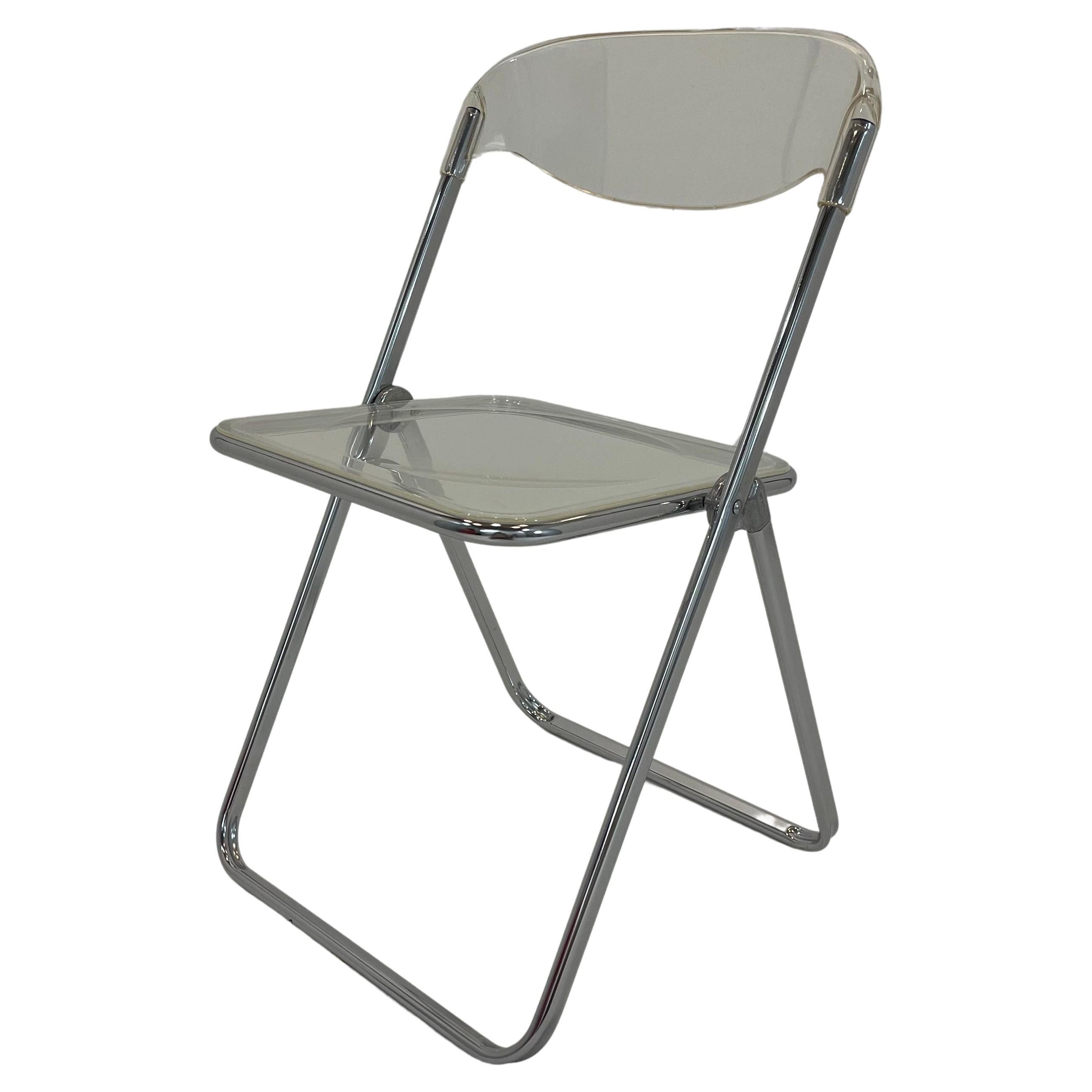 Brevettato Lucite and Chrome Folding Chair, Italy 1970s