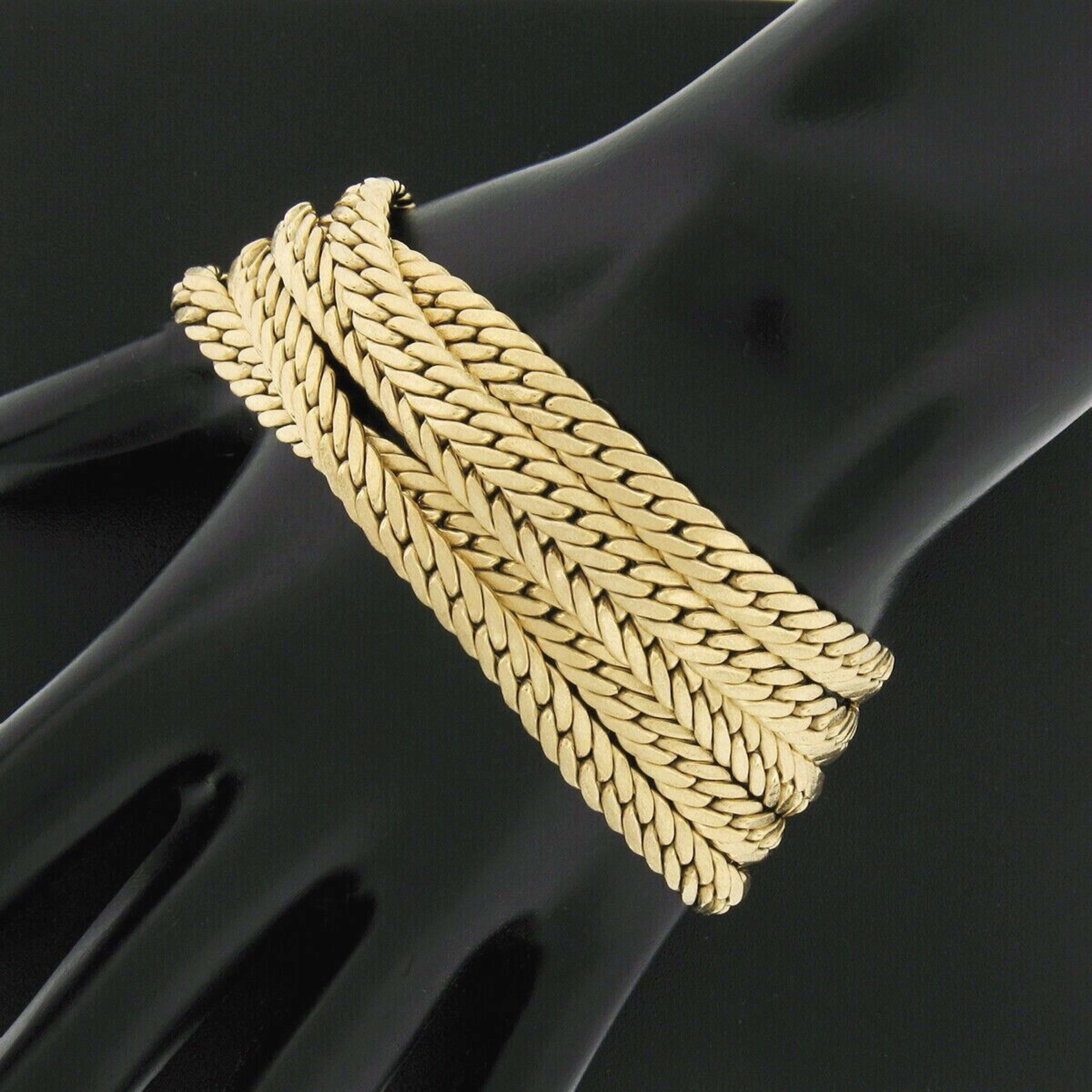 Brevetto 18k Gold Multi Strand 5 Row Cuban Curb Link Brushed Wide Bracelet 3