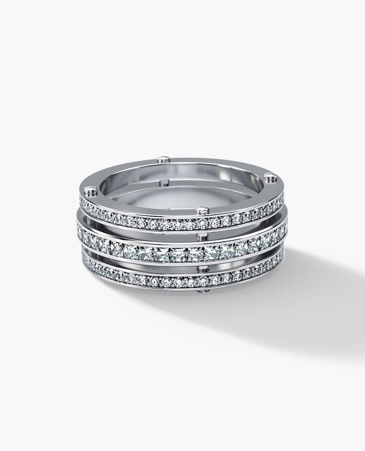 Contemporary BREWER Platinum Ring with 3.10ct Diamonds For Sale