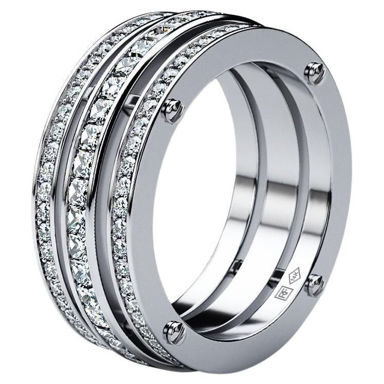 BREWER Platinum Ring with 3.10ct Diamonds For Sale