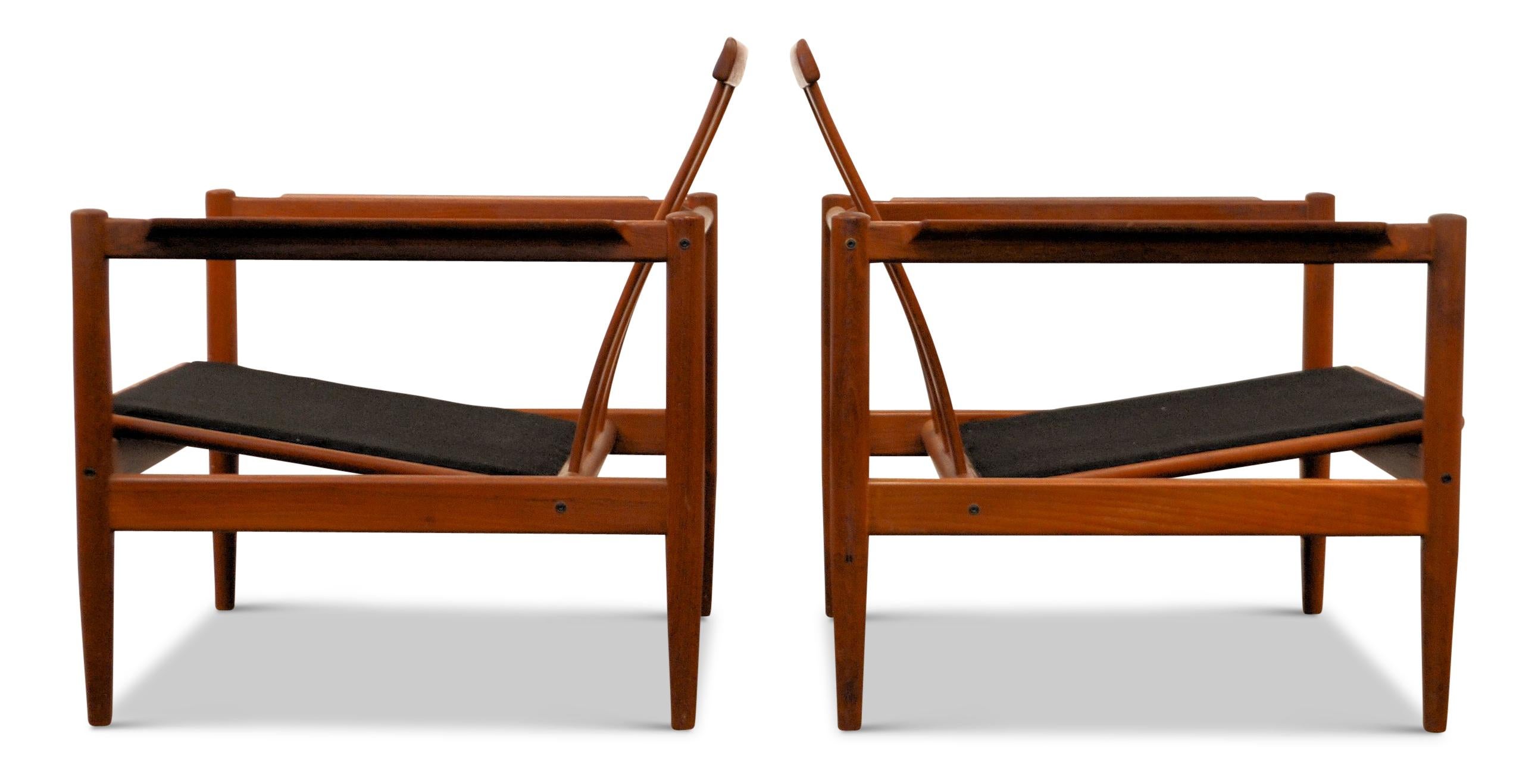 Danish Børge Jensen & Sønner Teak Lounge Chairs, Set of Two