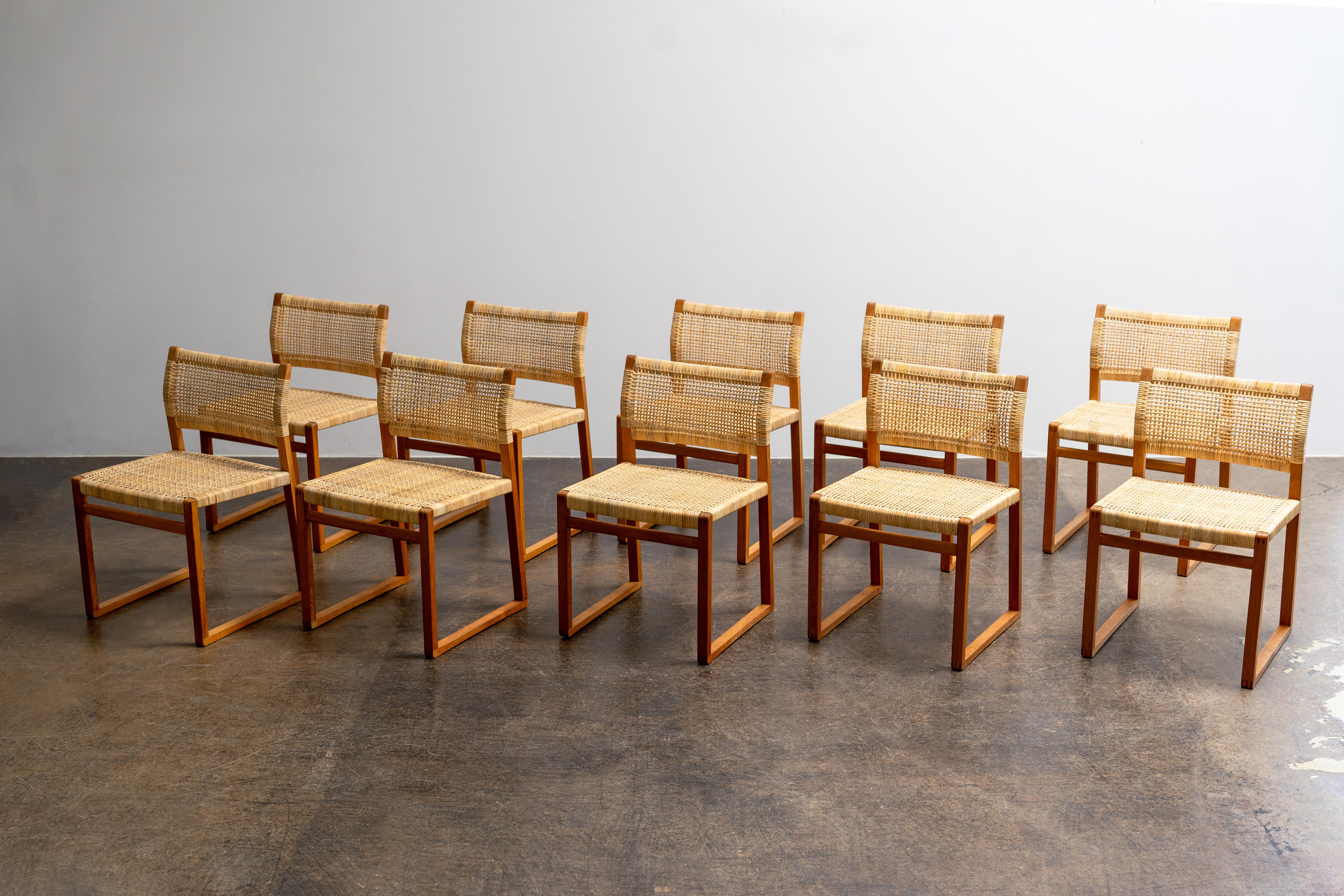Børge Mogensen - 10 Eichenstühle mit Rohr BM 61 P. Lauritsen & Sønner, 1960er Jahre (Rattan) im Angebot