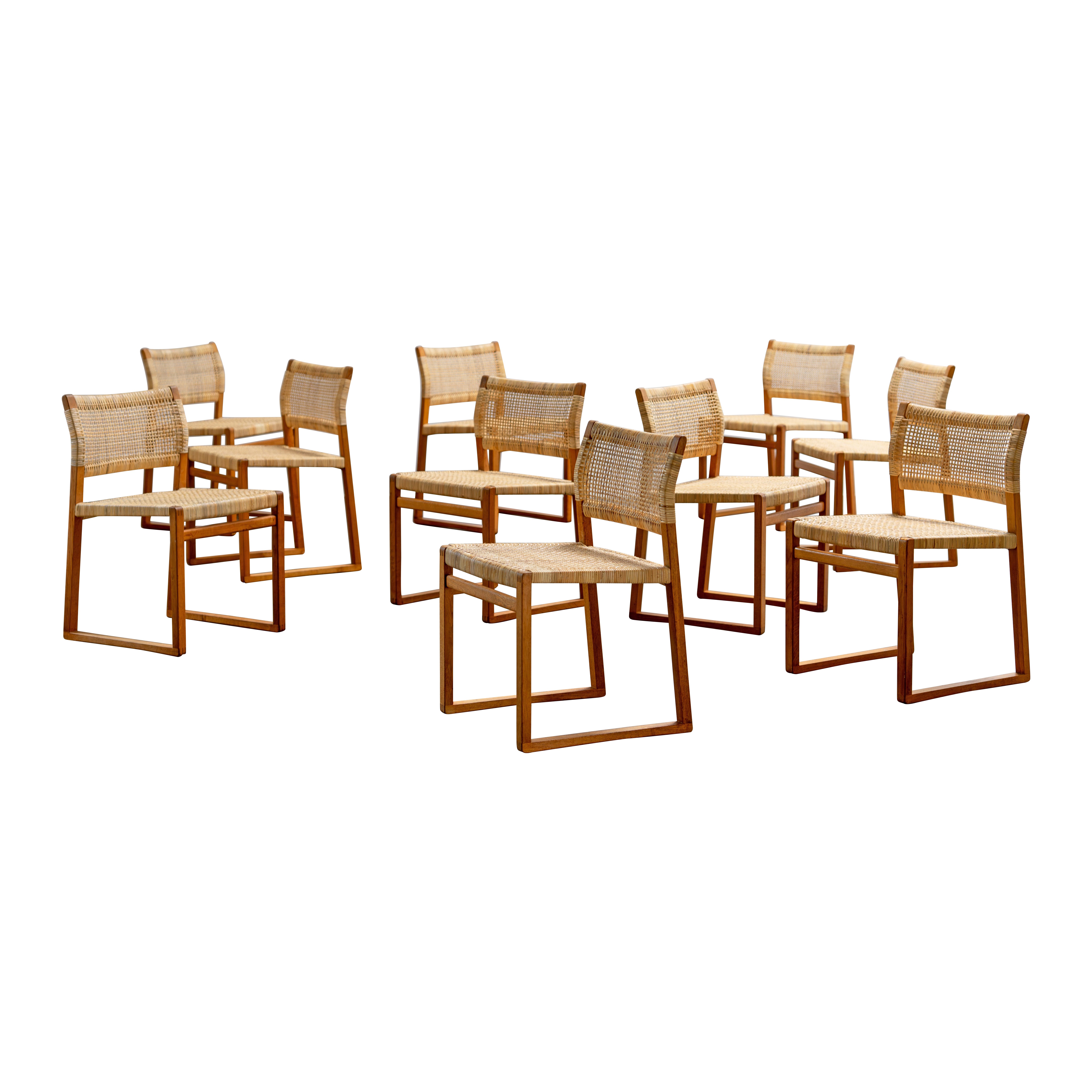 Børge Mogensen - 10 sedie in Oak con canna BM 61 P. Lauritsen & Sønner, anni '60