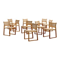 Børge Mogensen - 10 Sillas de Roble con Caña BM 61 P. Lauritsen & Sønner, Años 60
