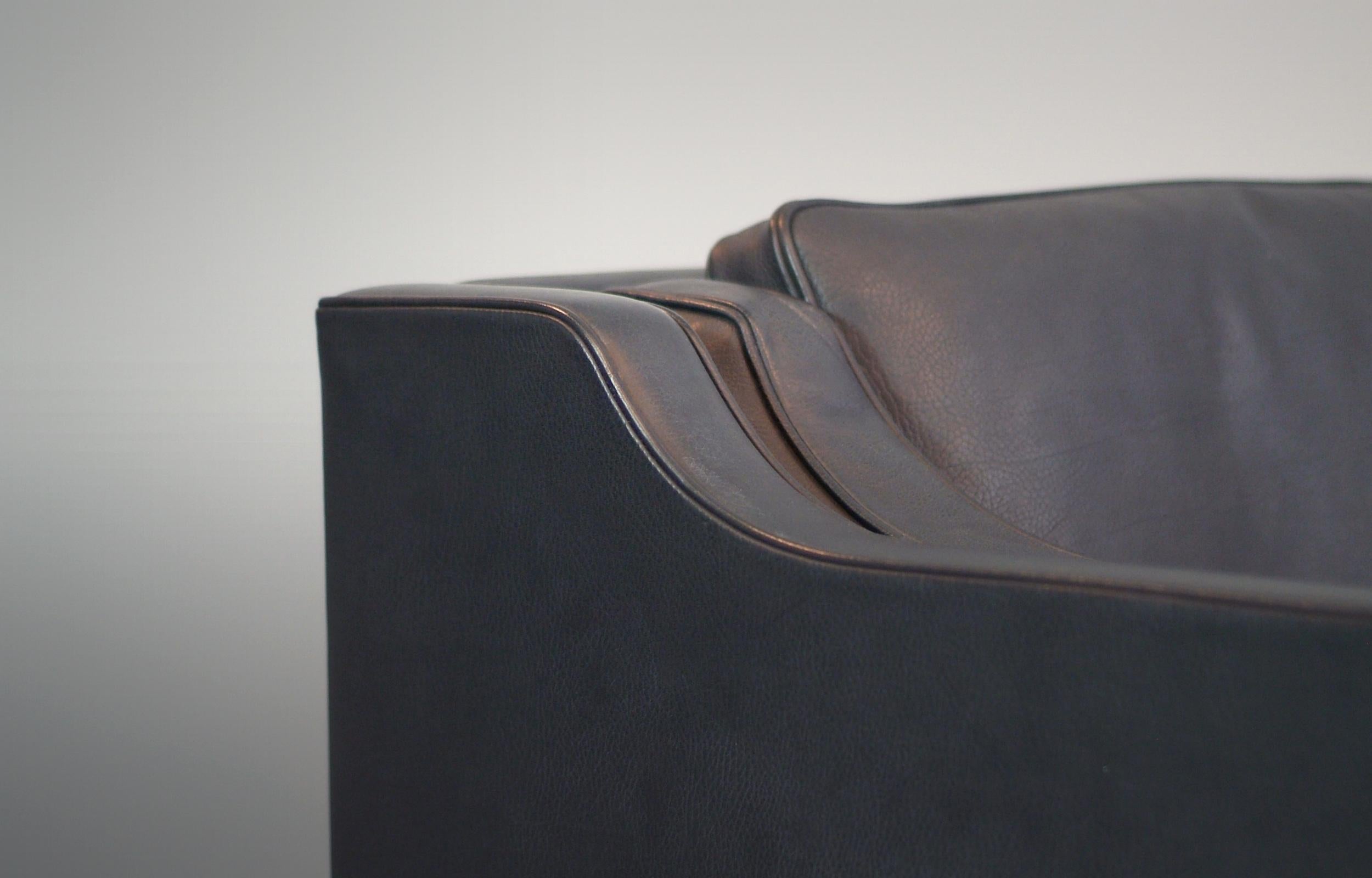 20th Century Børge Mogensen 2-Seat Sofa Mod. 2212 Fredericia Denmark Dark Grey Leather