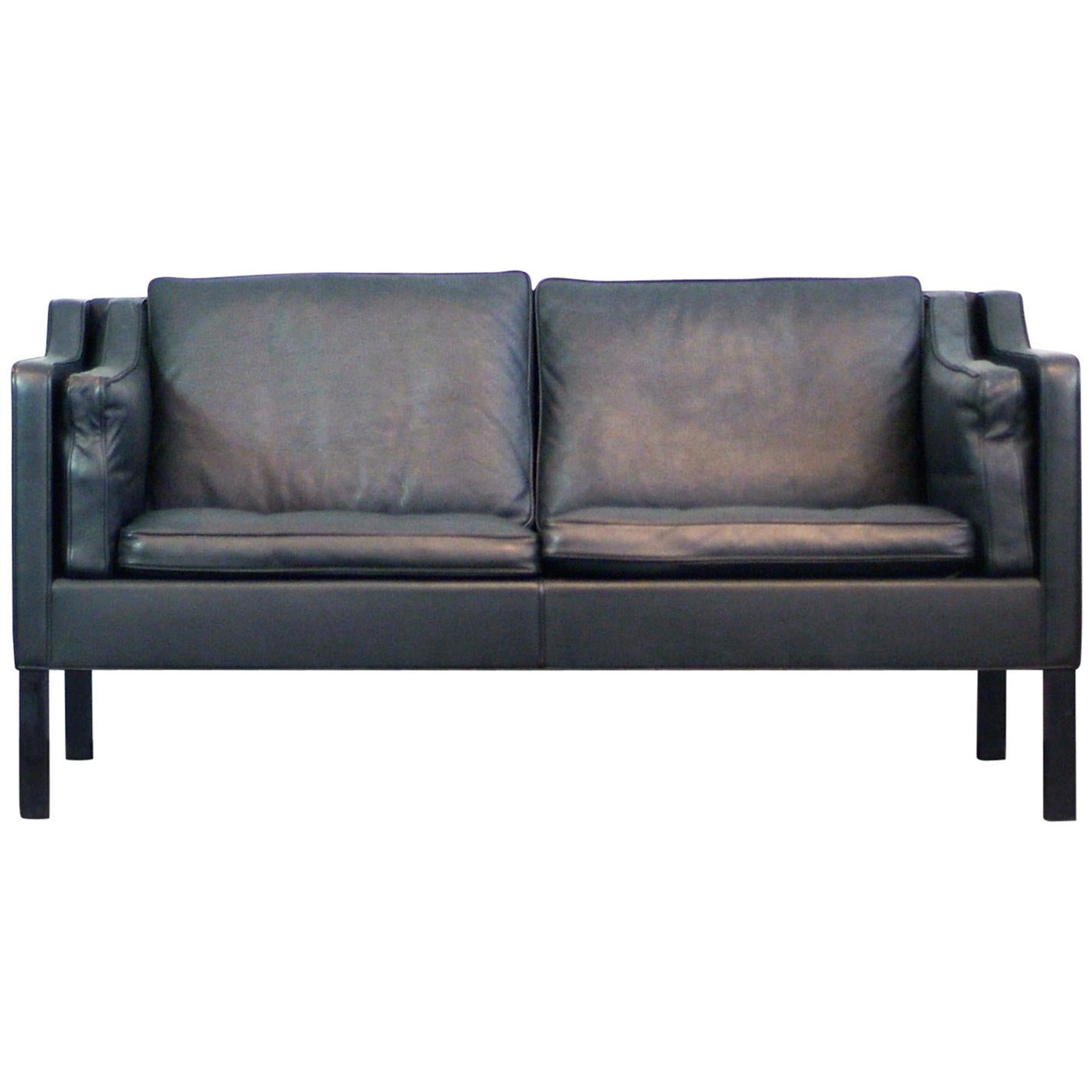 Børge Mogensen 2-Seat Sofa Mod. 2212 Fredericia Denmark Dark Grey Leather
