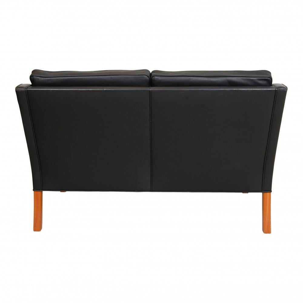Børge Mogensen 2208 2.pers Sofa in original schwarzem Leder (Skandinavische Moderne) im Angebot