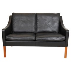 Vintage Børge Mogensen 2208 2.pers sofa in original black leather