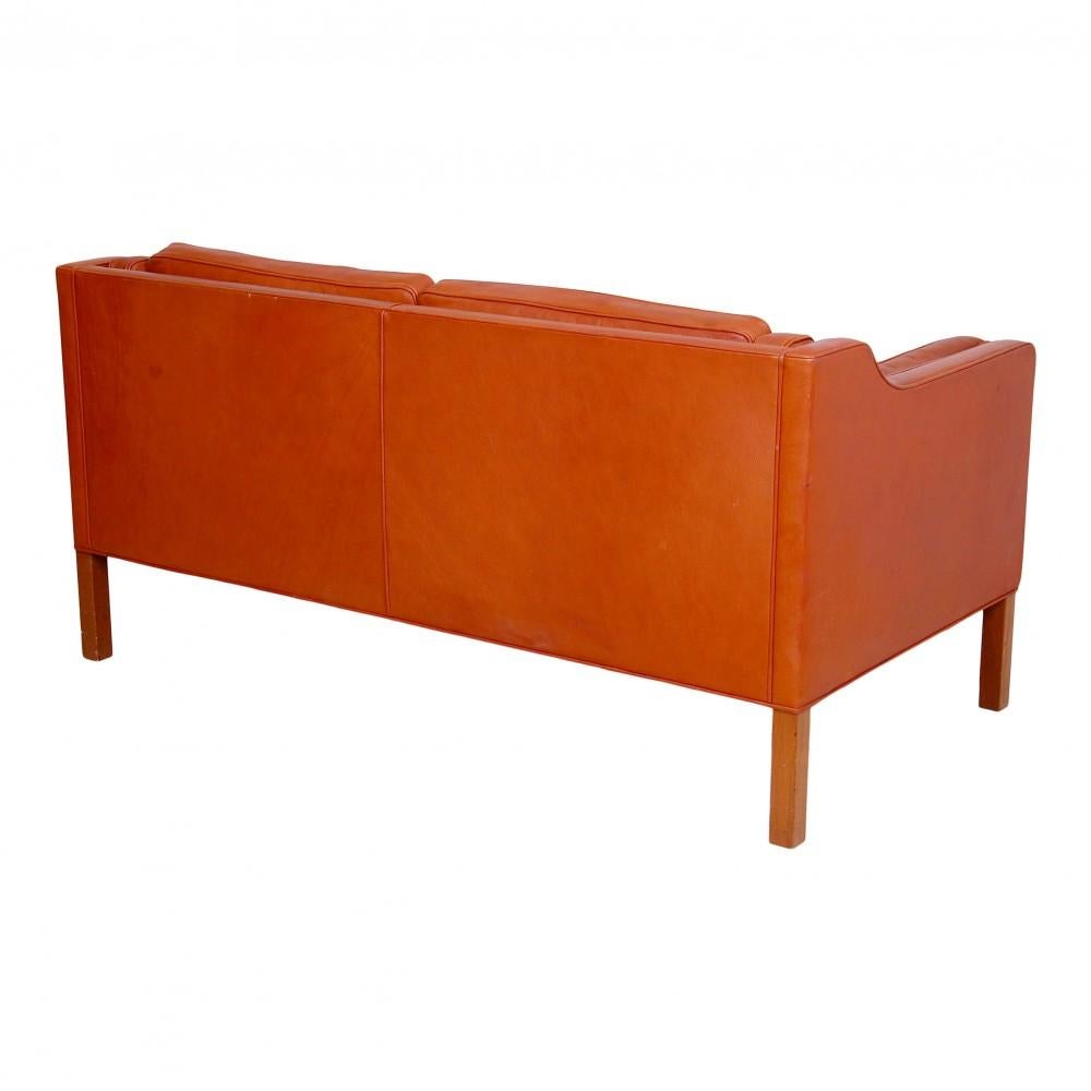 Danish Børge Mogensen 2212 2, Pers Sofa Cognac Leather with Patina