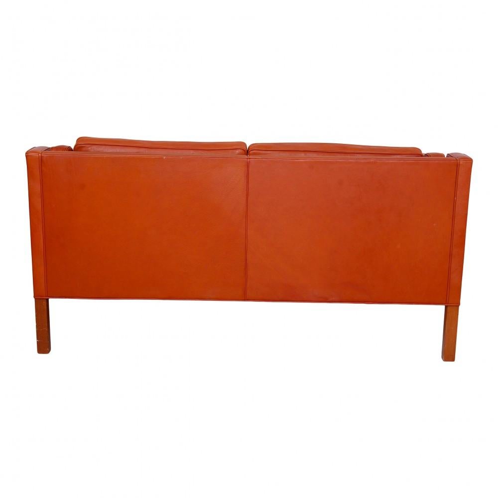 Børge Mogensen 2212 2, Pers Sofa Cognac Leather with Patina In Fair Condition In Herlev, 84
