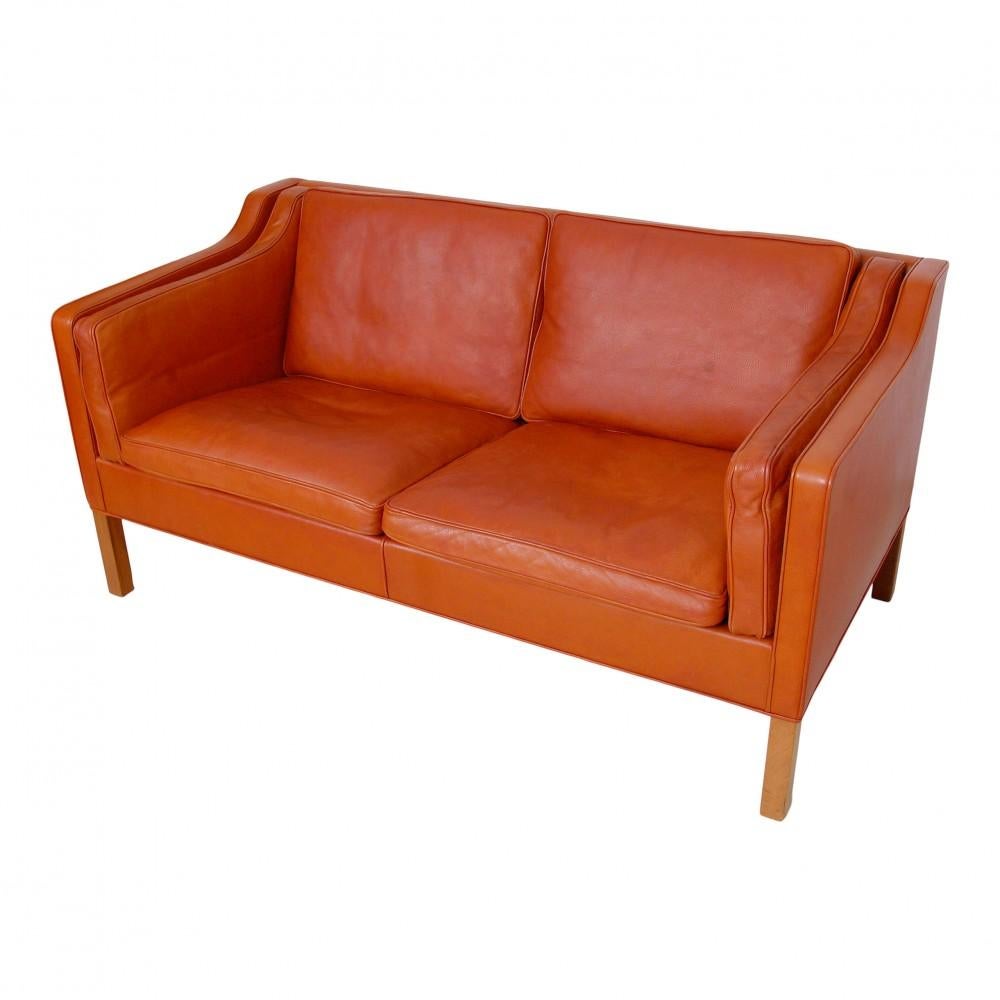 Mid-20th Century Børge Mogensen 2212 2, Pers Sofa Cognac Leather with Patina