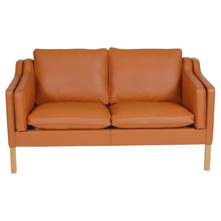 Børge Mogensen 2212 2, Pers Sofa Reupholstered in Cognac Bizon Leather For  Sale at 1stDibs