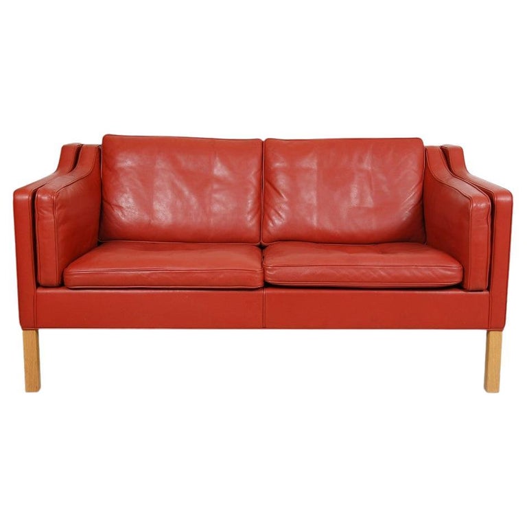 Ryd op projektor synet Børge Mogensen 2212 Sofa with Red Patinated Leather For Sale at 1stDibs