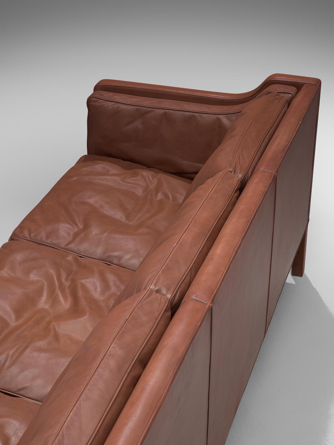 Mid-20th Century Børge Mogensen 2213 Sofa in Brown Leather 