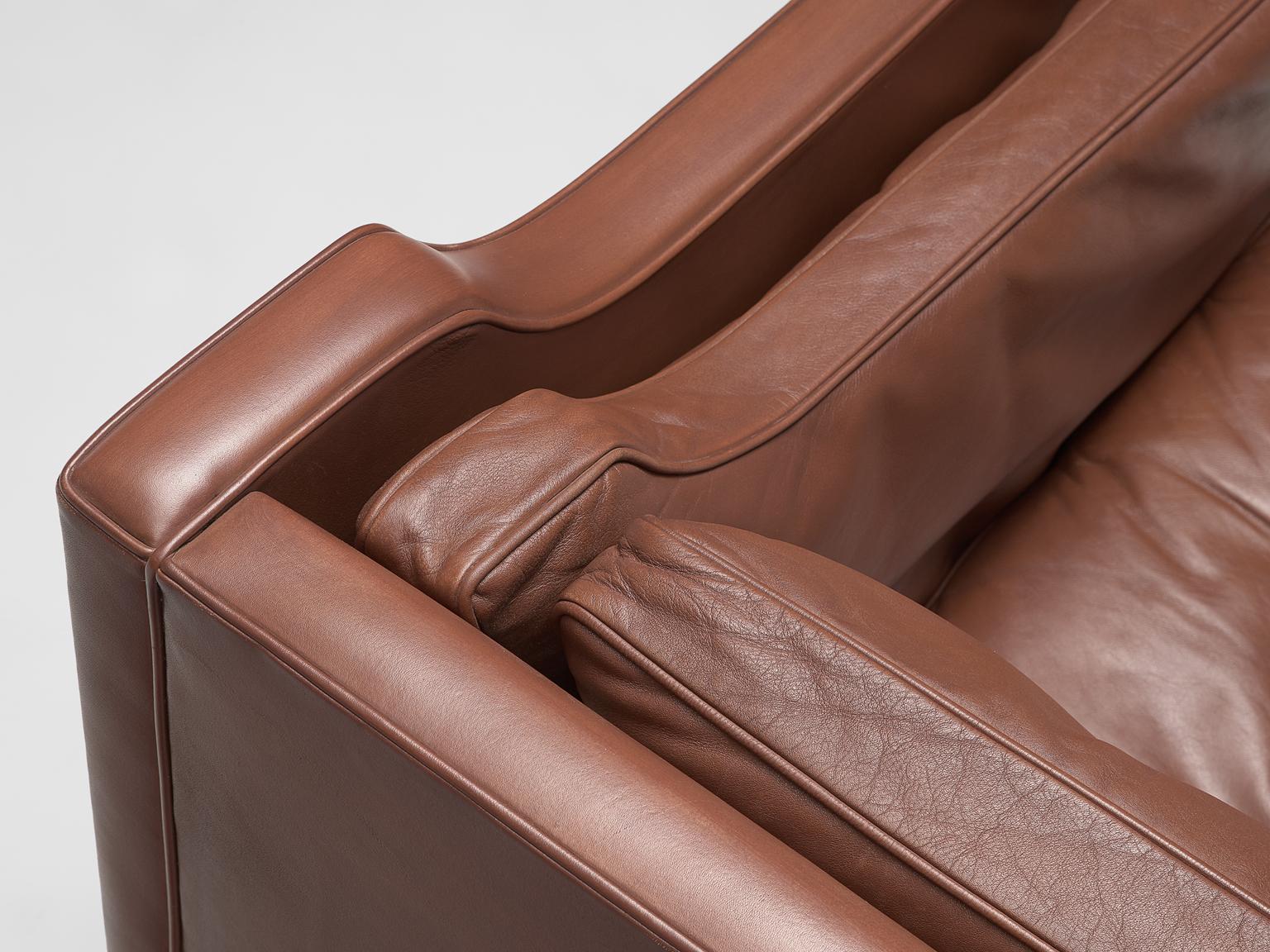 Mid-20th Century Børge Mogensen 2213 Sofa in Brown Leather