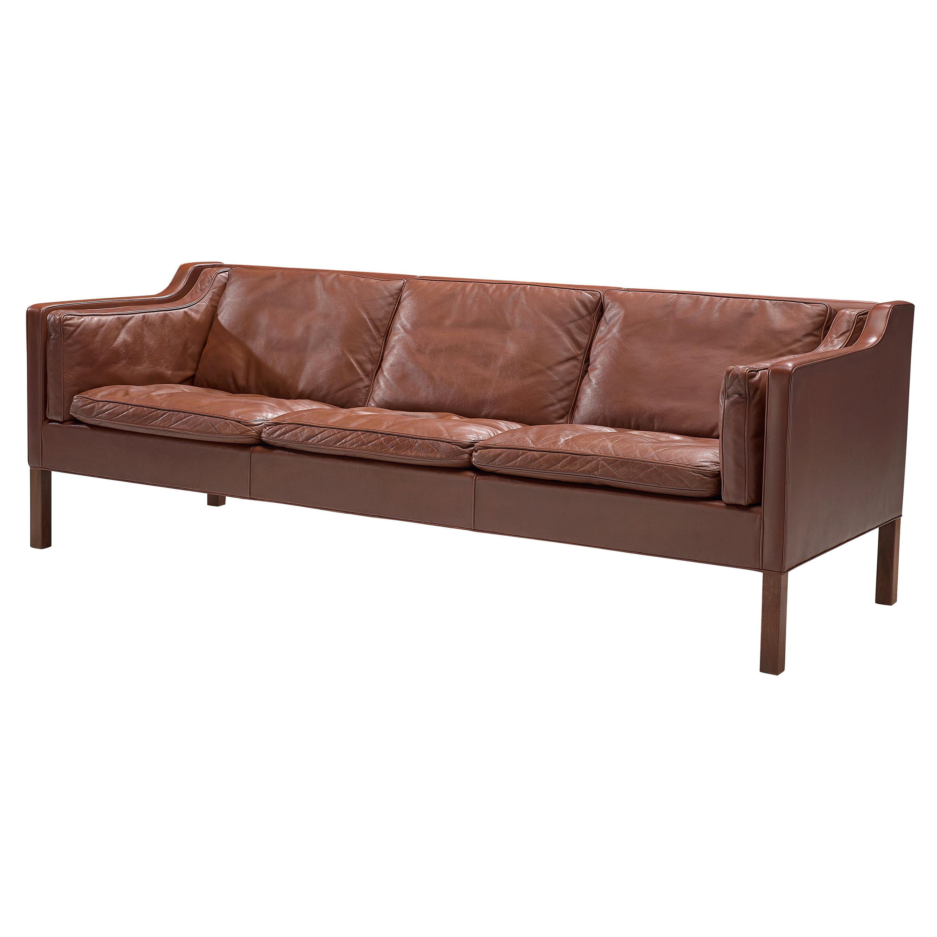 Børge Mogensen 2213 Sofa in Brown Leather For Sale at 1stDibs