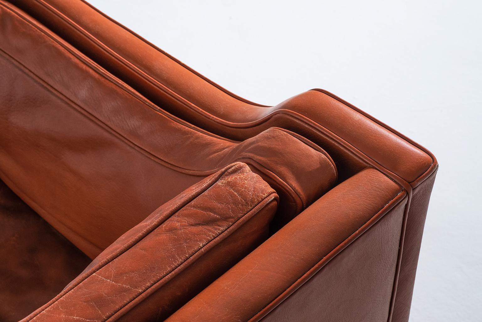 Børge Mogensen 2213 Sofa in Cognac Leather In Good Condition In Waalwijk, NL